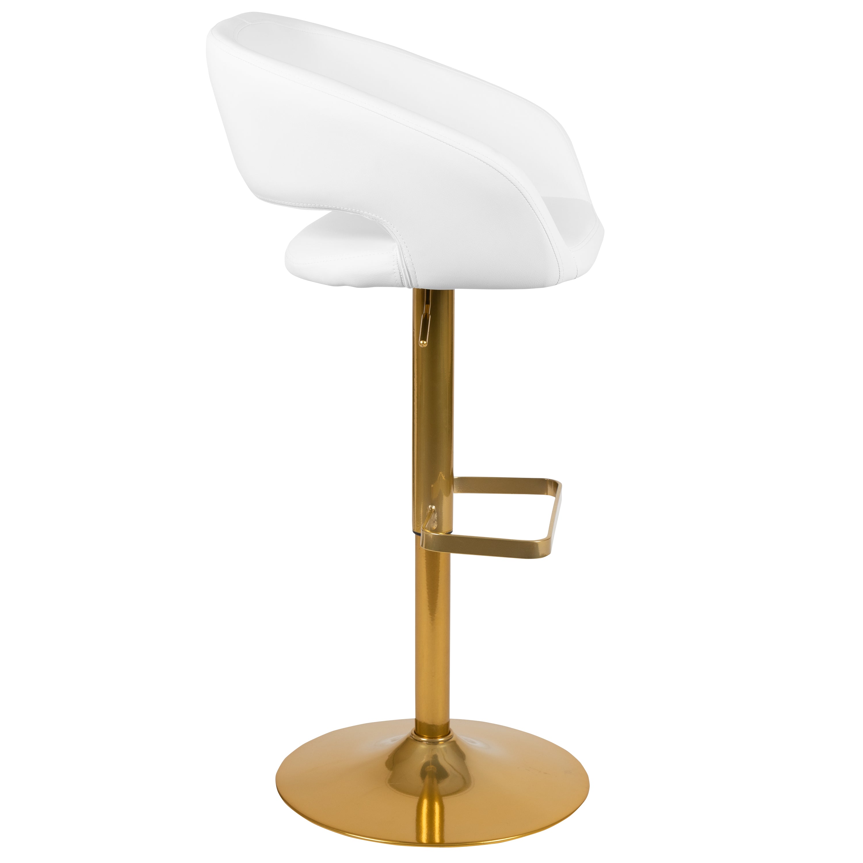 Contemporary Vinyl Adjustable Height Barstool with Rounded Mid-Back