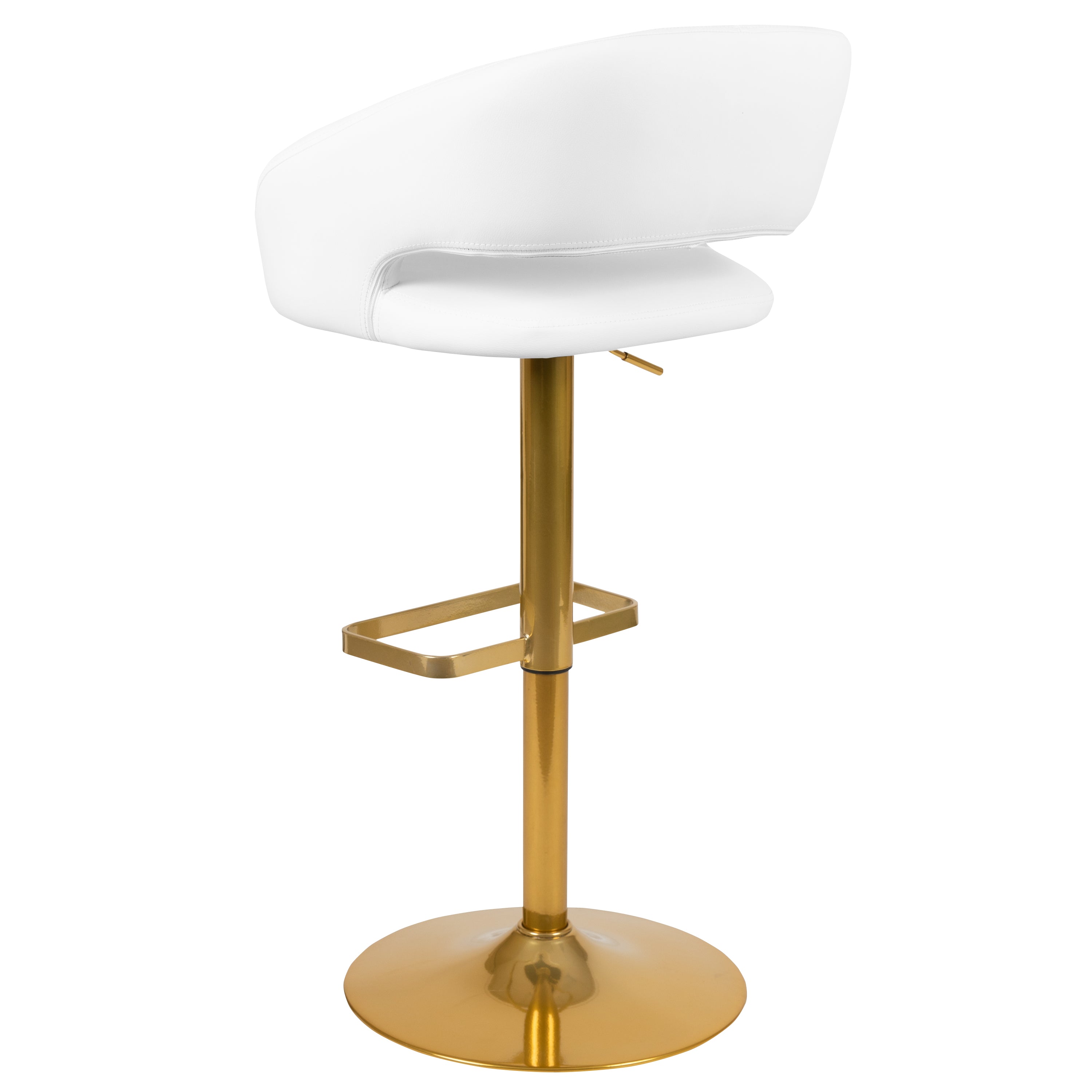Contemporary Vinyl Adjustable Height Barstool with Rounded Mid-Back