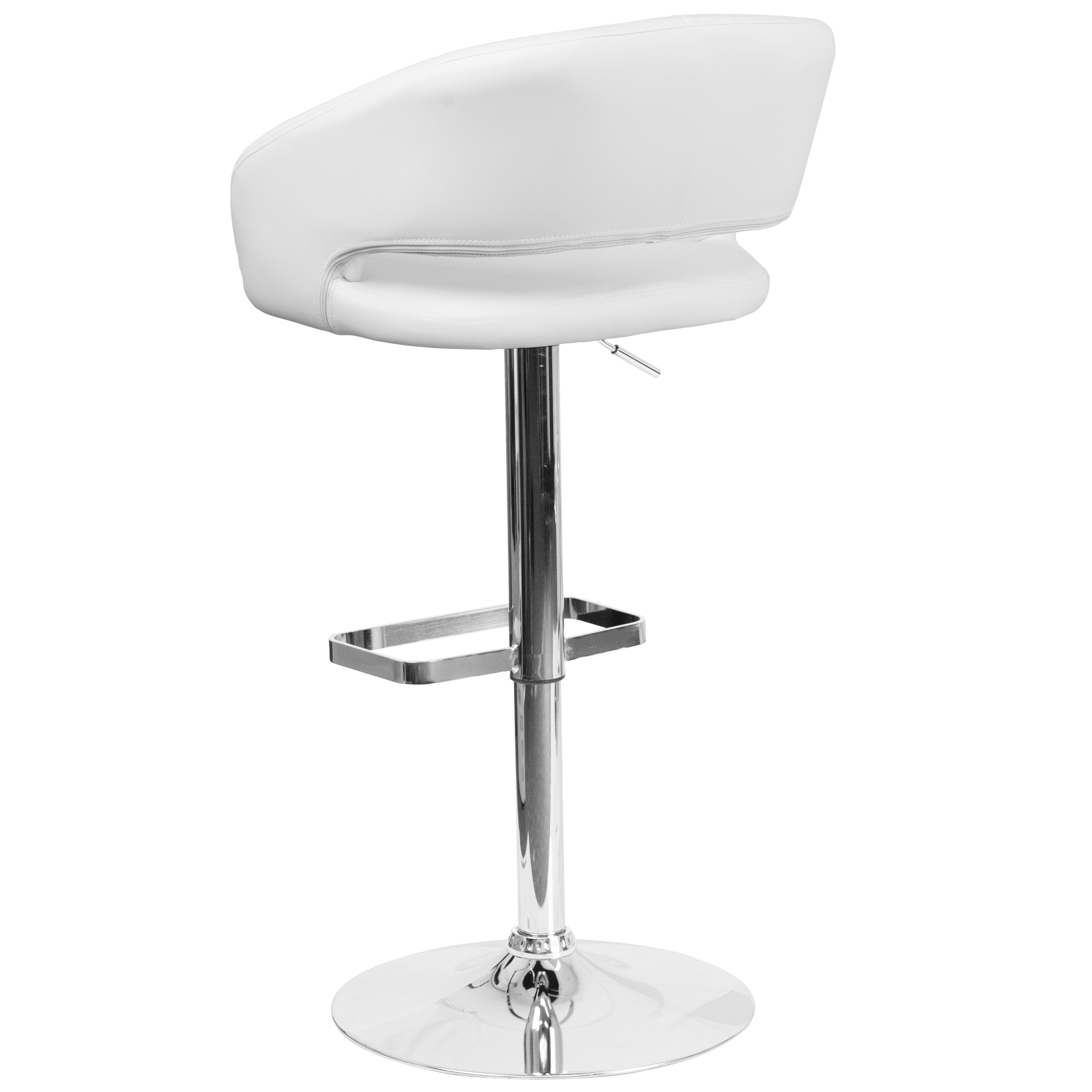 Contemporary Vinyl Adjustable Height Barstool with Rounded Mid-Back