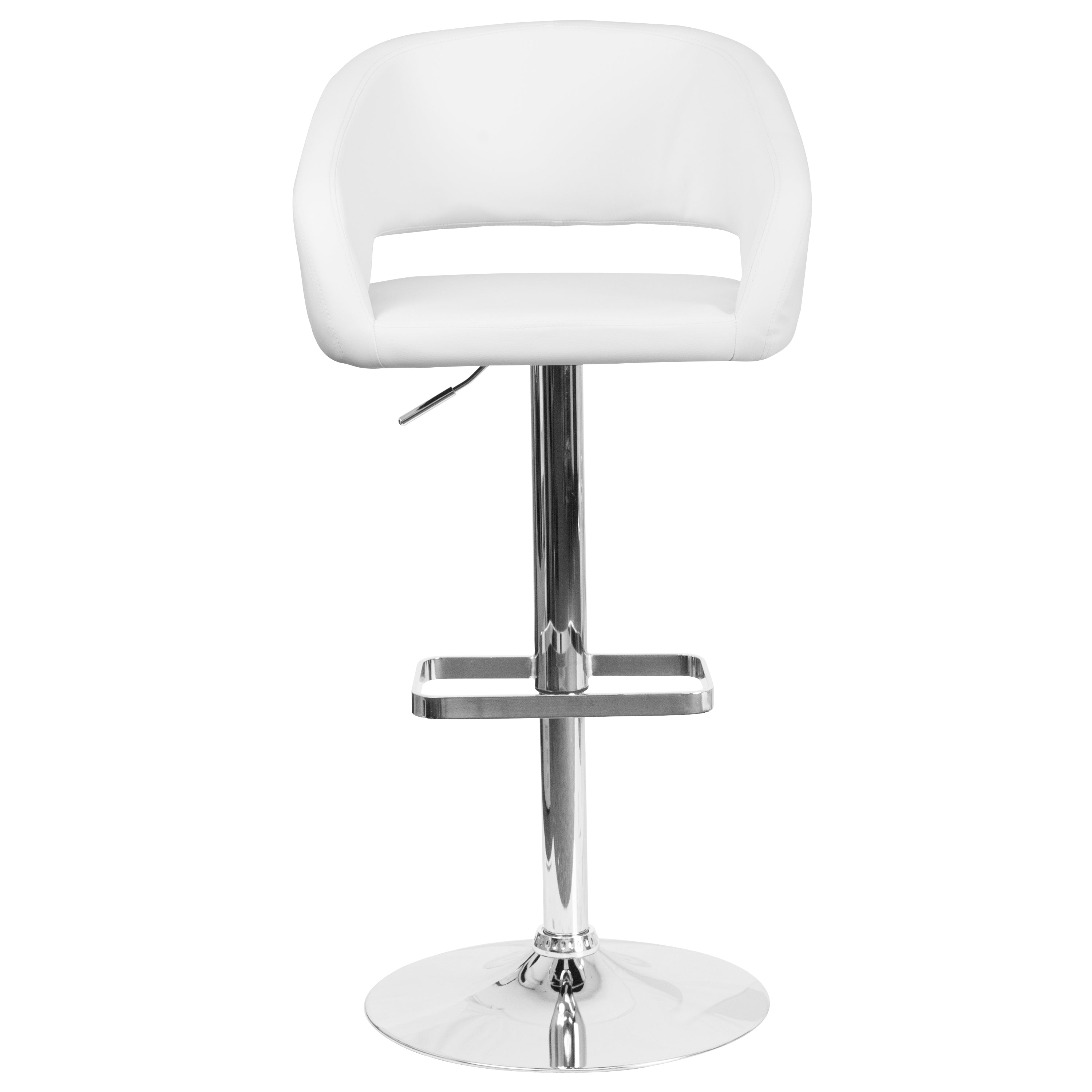 Contemporary Vinyl Adjustable Height Barstool with Rounded Mid-Back