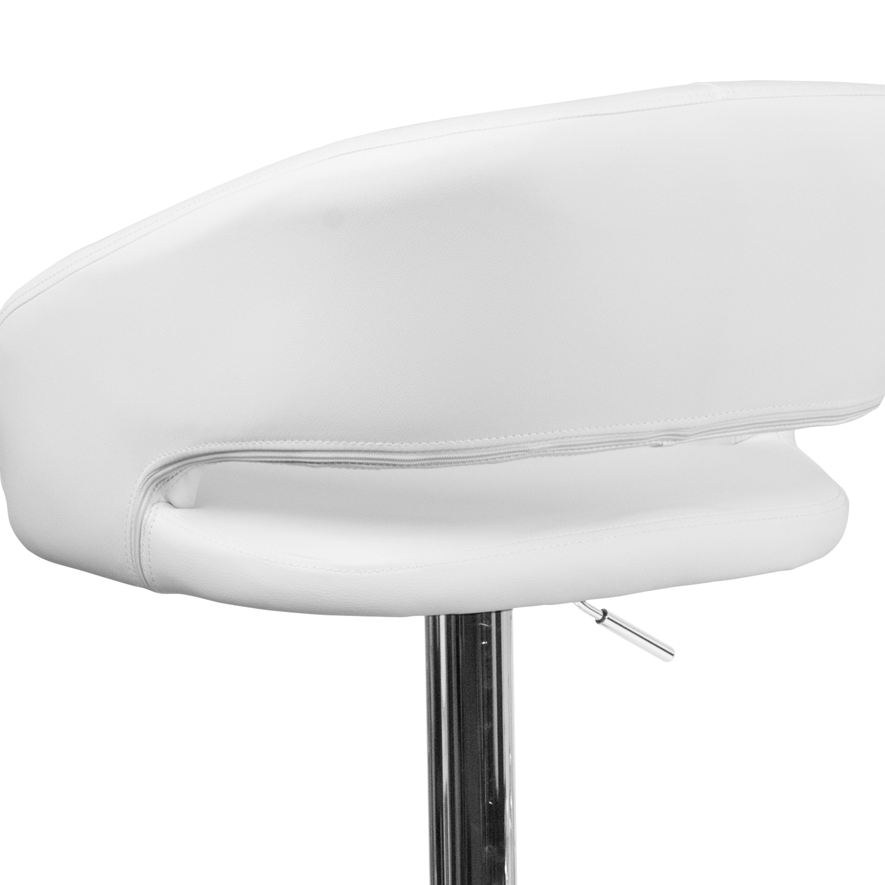 Contemporary Vinyl Adjustable Height Barstool with Rounded Mid-Back