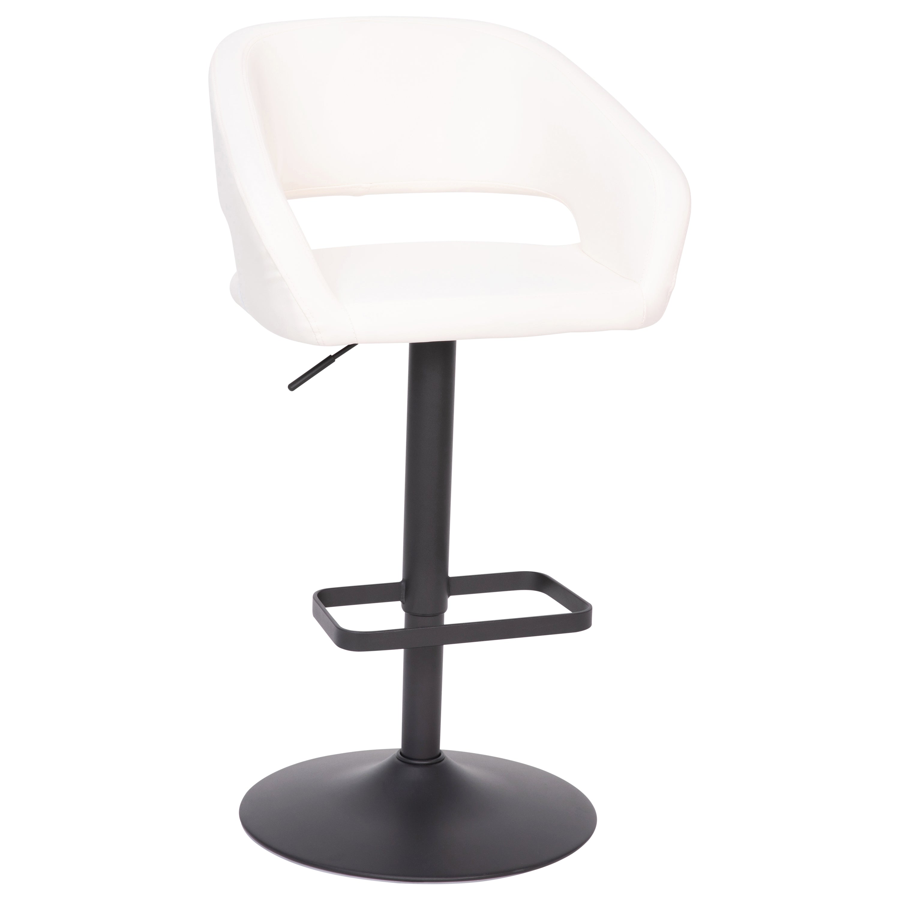 Contemporary Vinyl Adjustable Height Barstool with Rounded Mid-Back