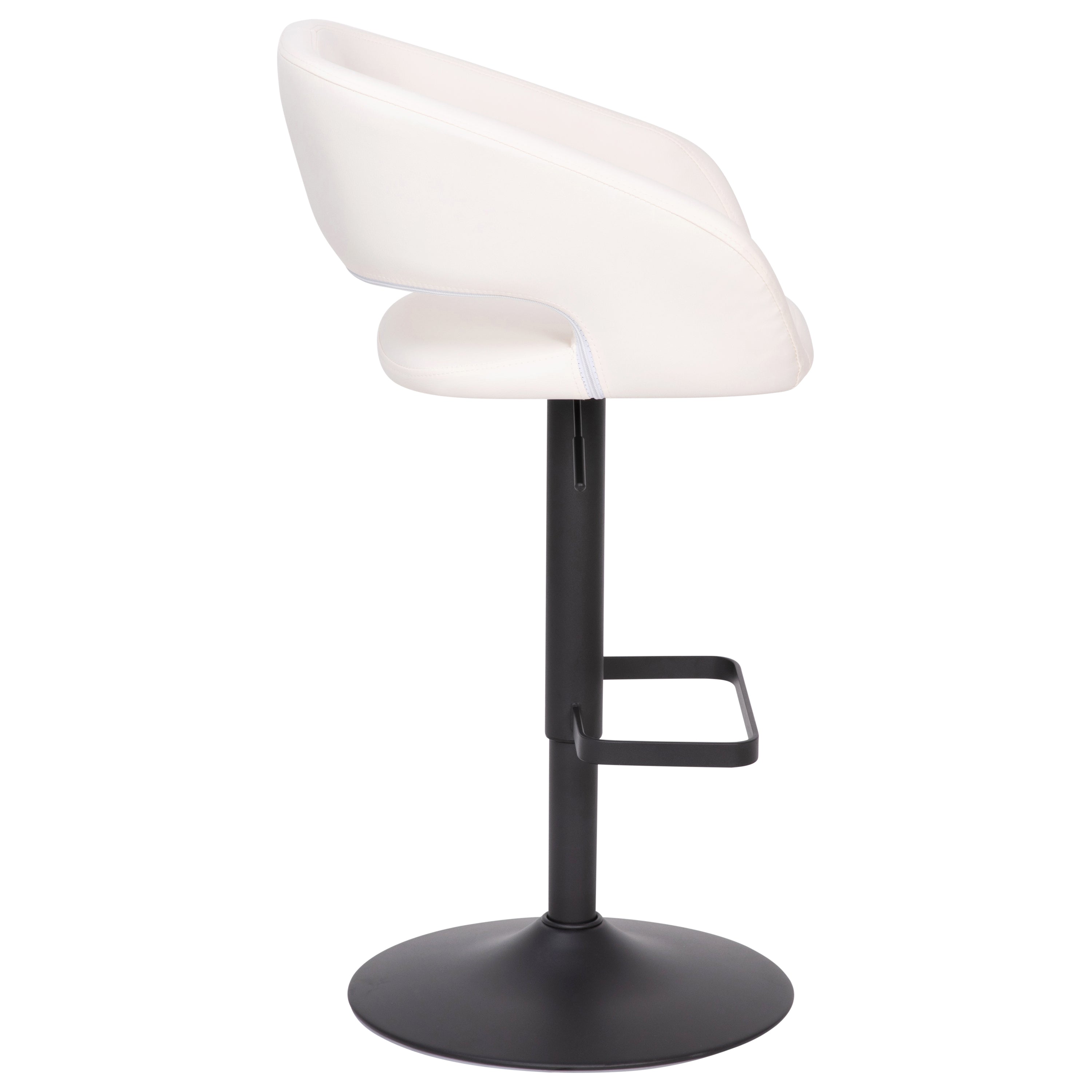 Contemporary Vinyl Adjustable Height Barstool with Rounded Mid-Back