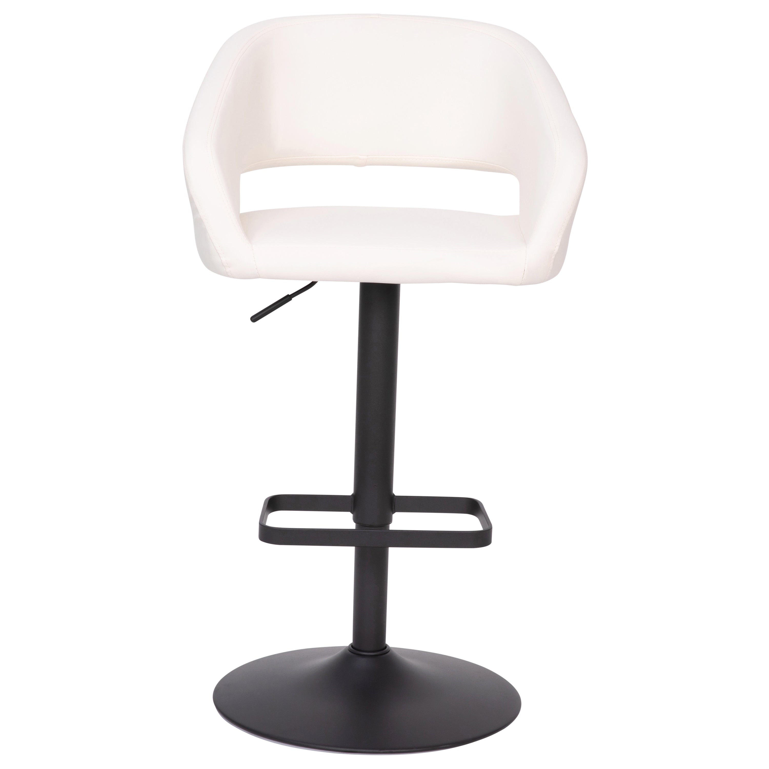 Contemporary Vinyl Adjustable Height Barstool with Rounded Mid-Back