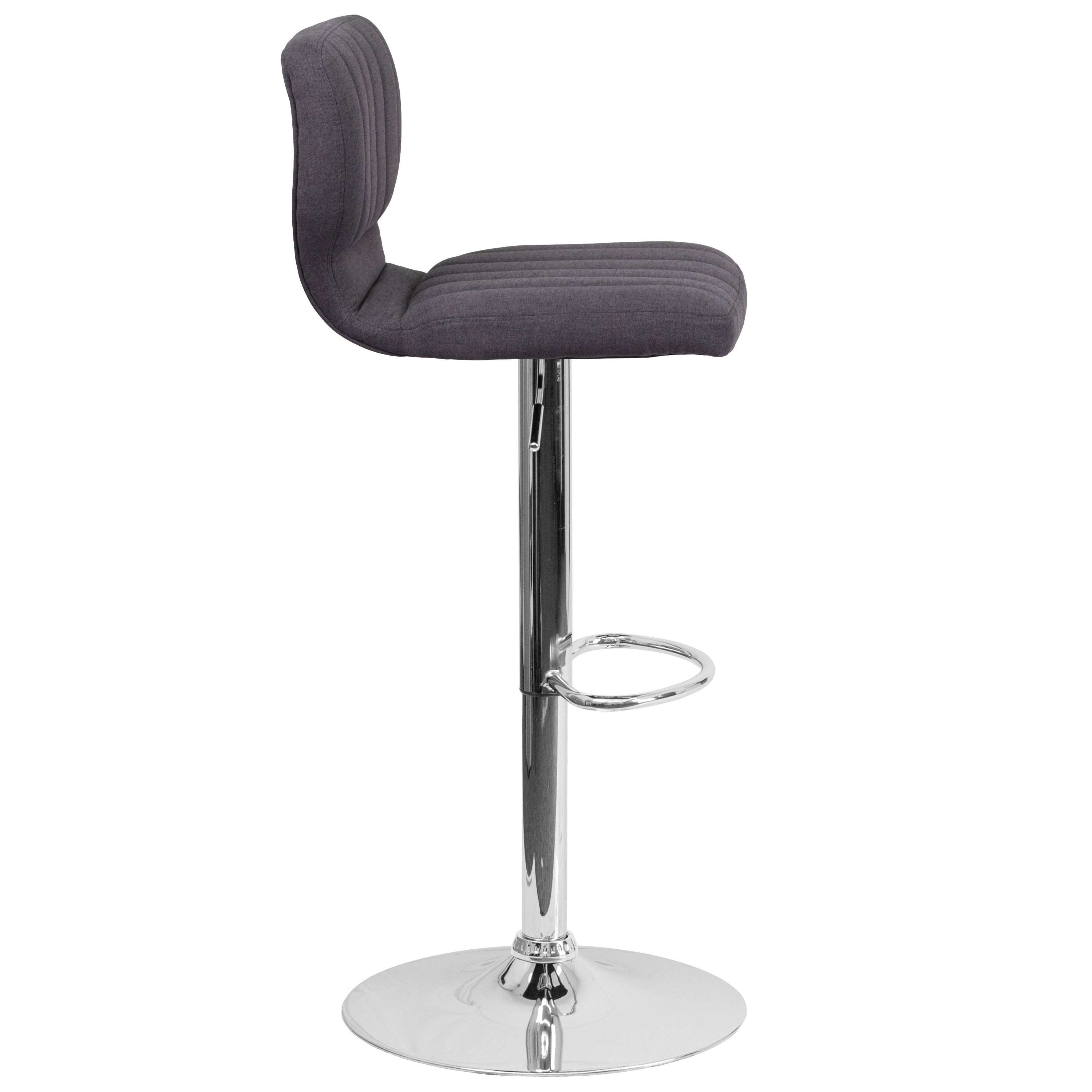Contemporary Vinyl Adjustable Height Barstool with Vertical Stitch Back and Chrome Base-Bar Stool-Flash Furniture-Wall2Wall Furnishings