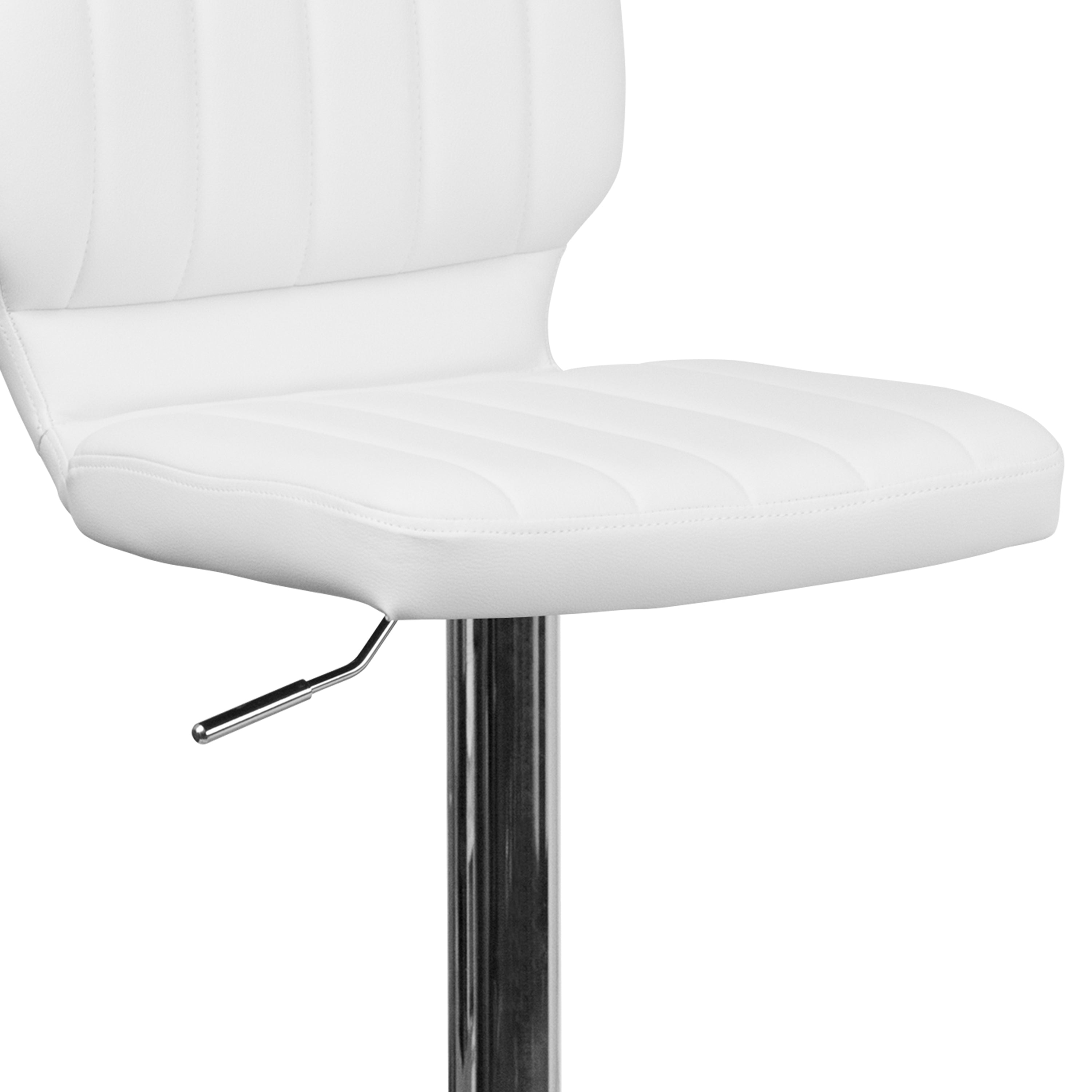 Contemporary Vinyl Adjustable Height Barstool with Vertical Stitch Back and Chrome Base