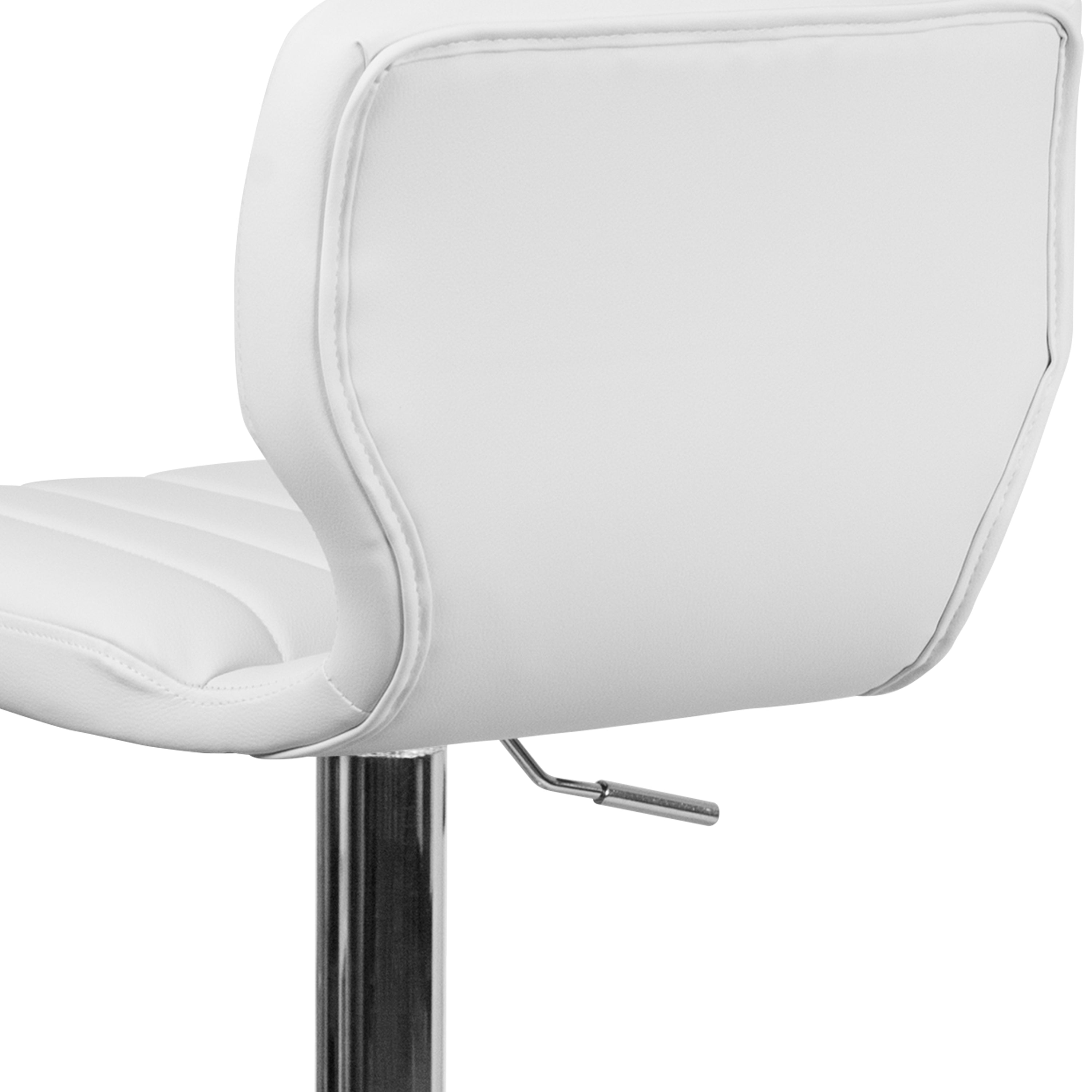 Contemporary Vinyl Adjustable Height Barstool with Vertical Stitch Back and Chrome Base