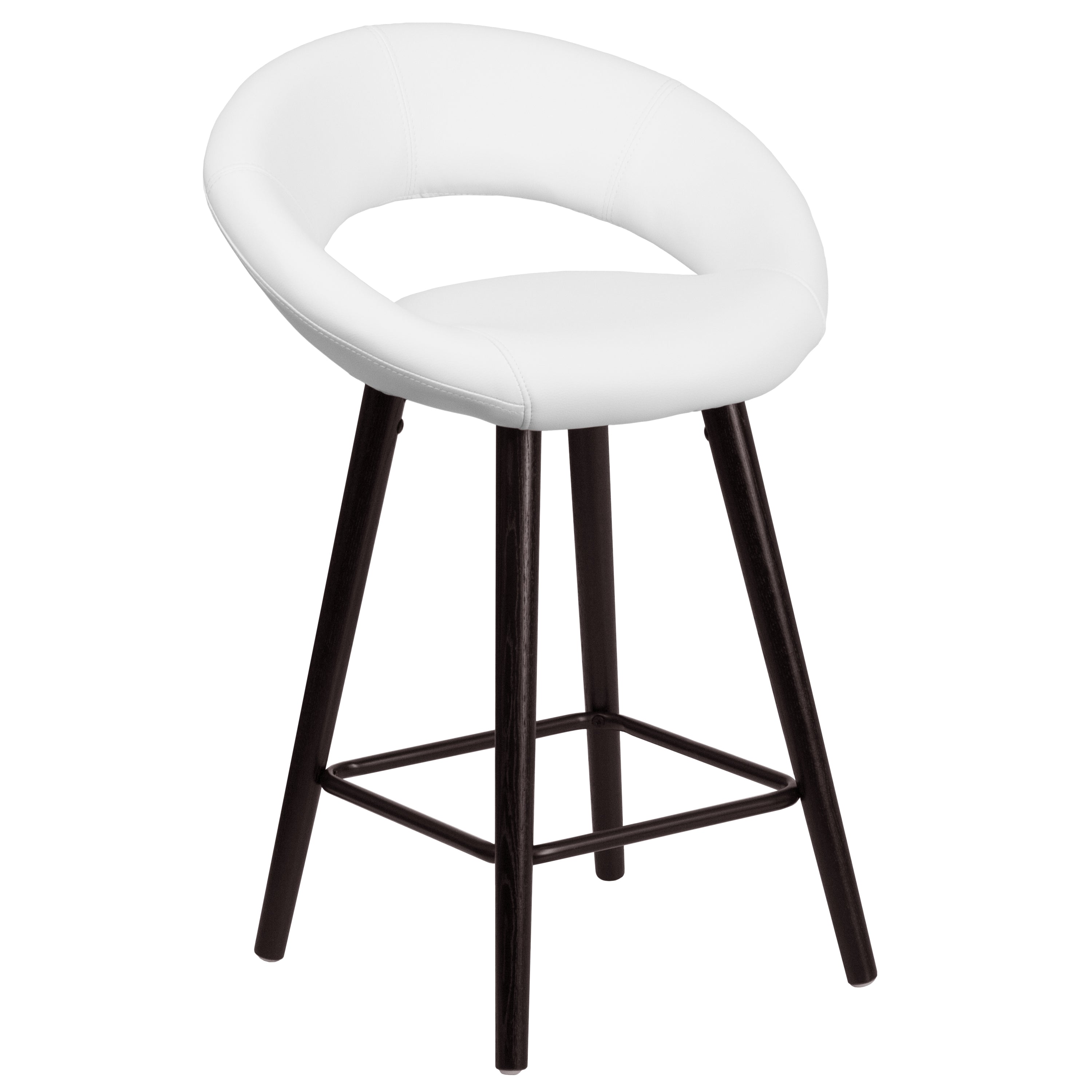 Kelsey Series 24'' High Contemporary Vinyl Counter Height Stool with Cappuccino Wood Frame-Counter Stool-Flash Furniture-Wall2Wall Furnishings
