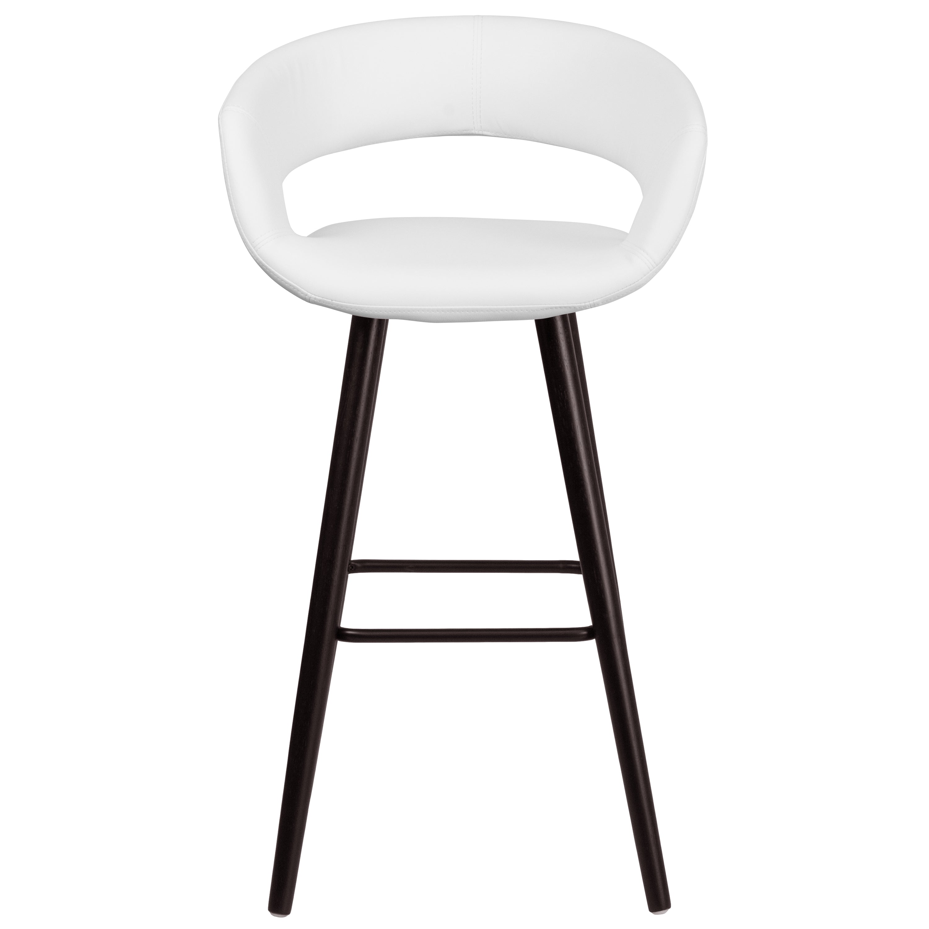 Brynn Series 29'' High Contemporary Vinyl Rounded Back Barstool with Cappuccino Wood Frame-Bar Stool-Flash Furniture-Wall2Wall Furnishings