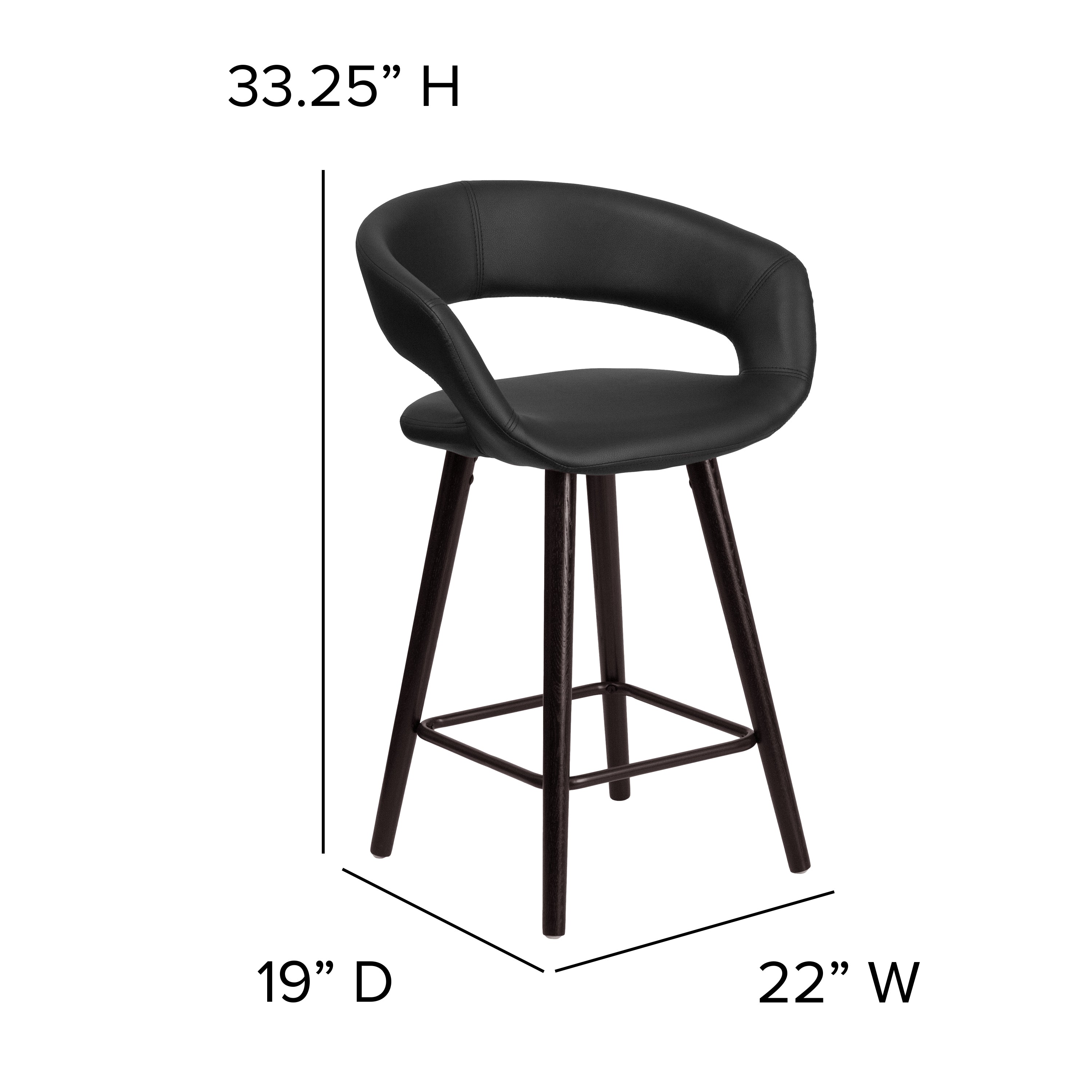 Brynn Series 24'' High Contemporary Vinyl Rounded Back Counter Height Stool with Cappuccino Wood Frame