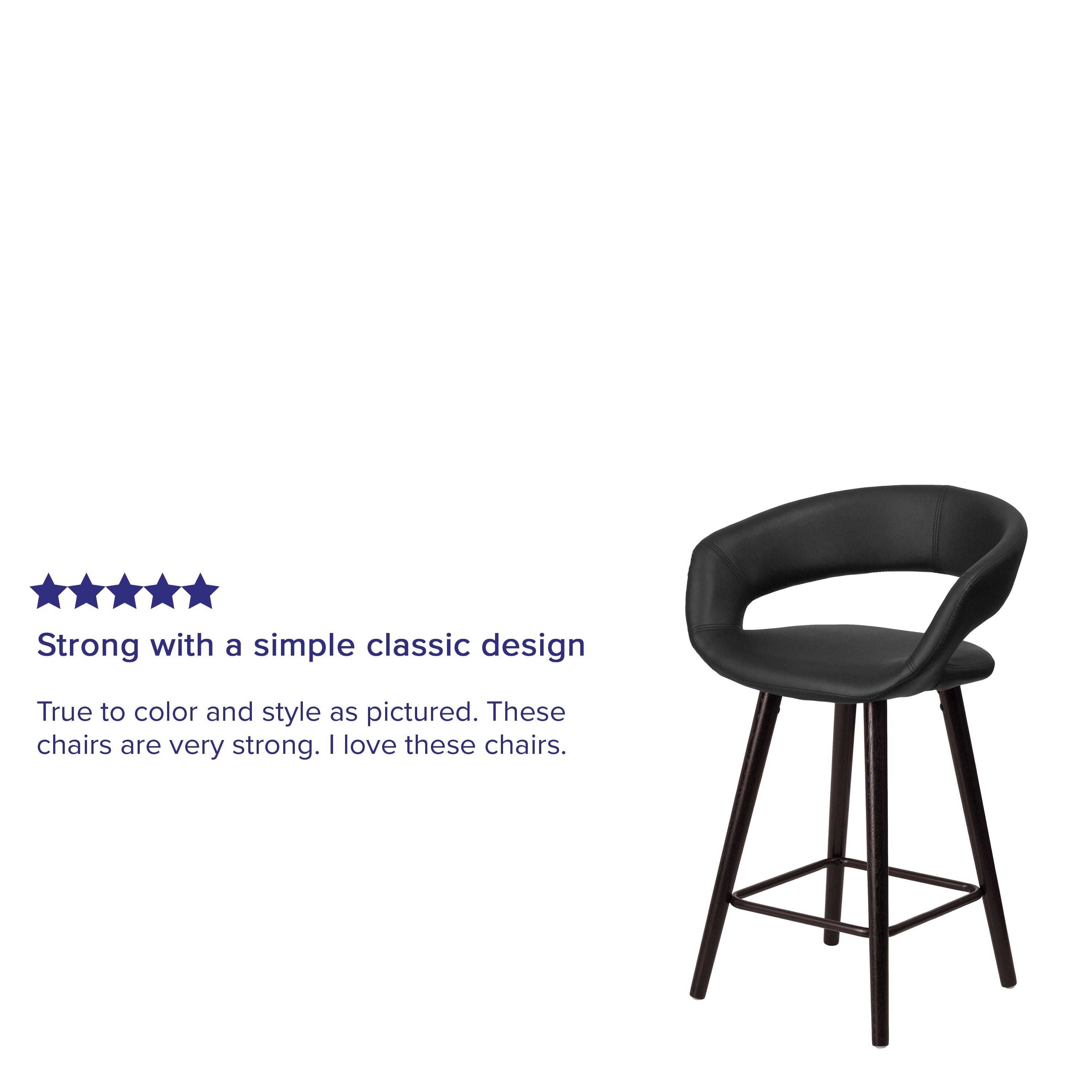 Brynn Series 24'' High Contemporary Vinyl Rounded Back Counter Height Stool with Cappuccino Wood Frame