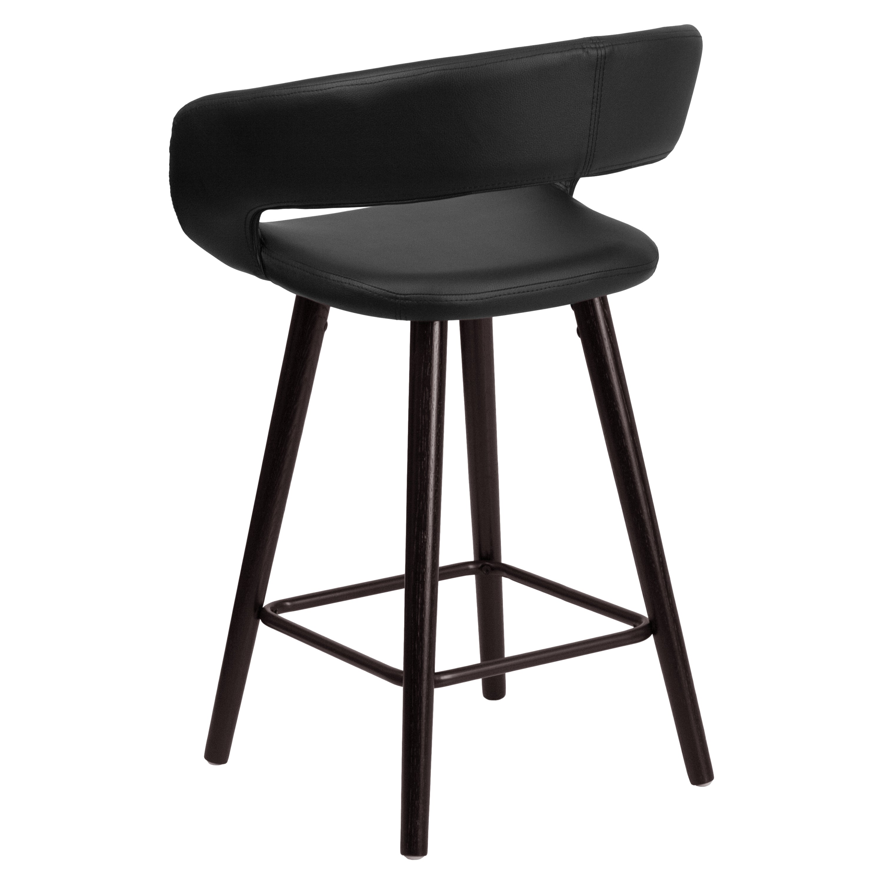 Brynn Series 24'' High Contemporary Vinyl Rounded Back Counter Height Stool with Cappuccino Wood Frame