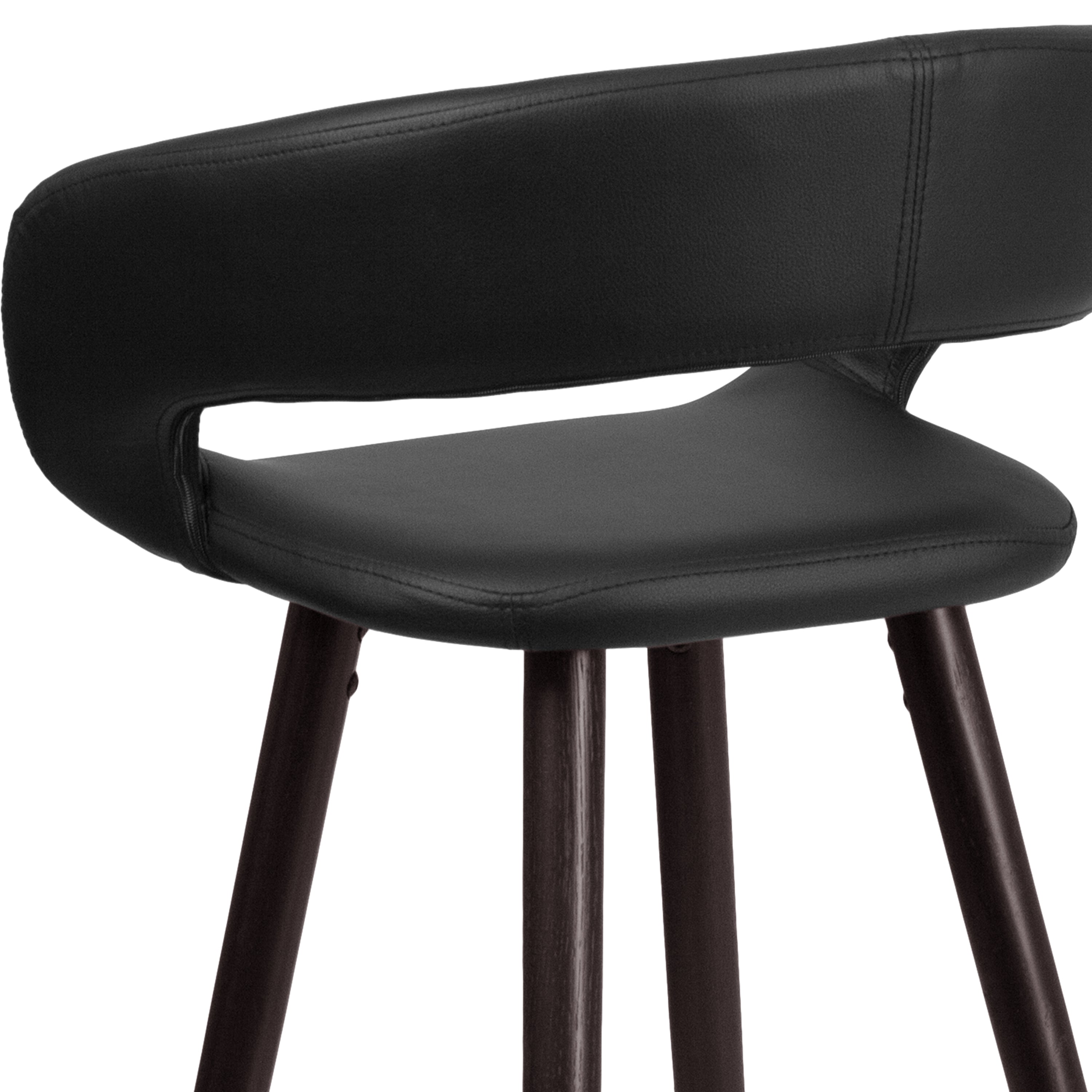 Brynn Series 24'' High Contemporary Vinyl Rounded Back Counter Height Stool with Cappuccino Wood Frame