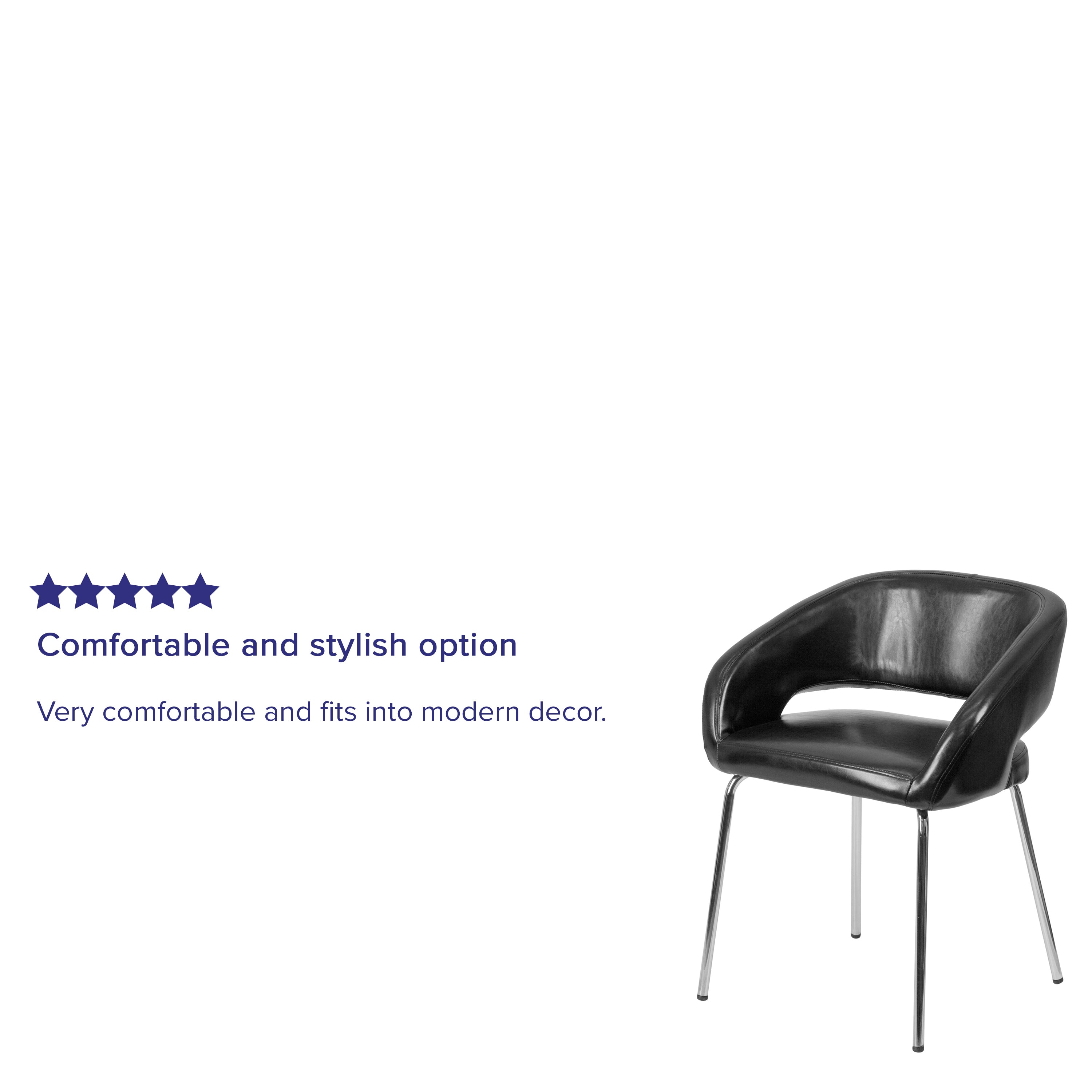 Fusion Series Contemporary LeatherSoft Side Reception Chair with Chrome Legs