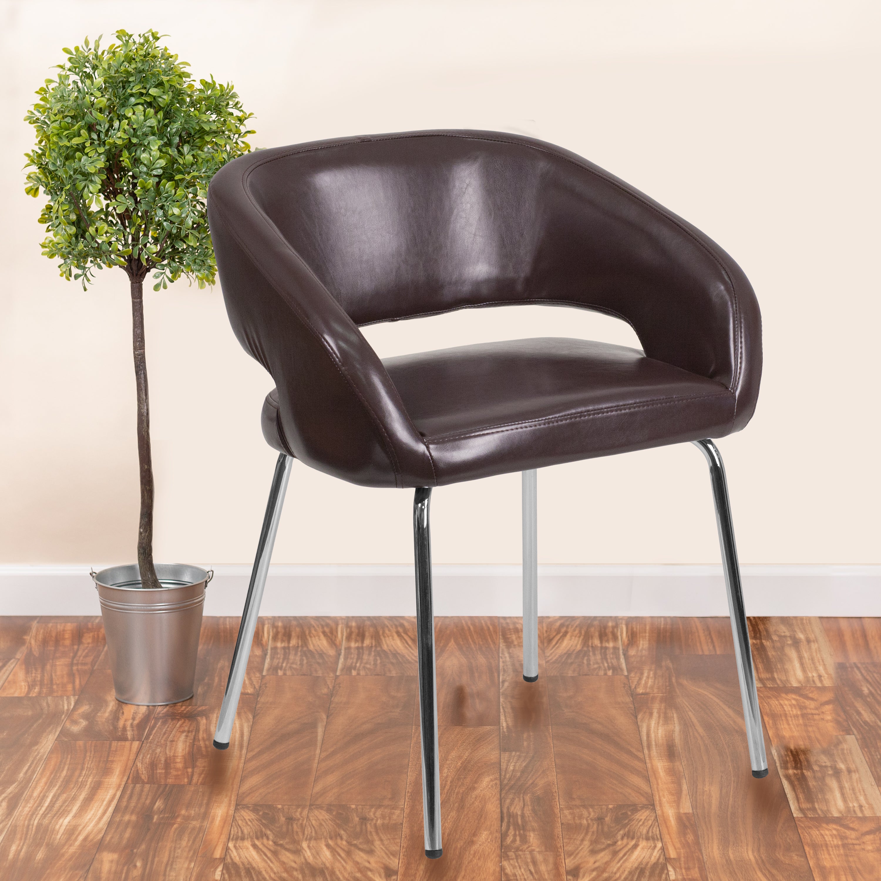 Fusion Series Contemporary LeatherSoft Side Reception Chair with Chrome Legs-Reception Chair-Flash Furniture-Wall2Wall Furnishings