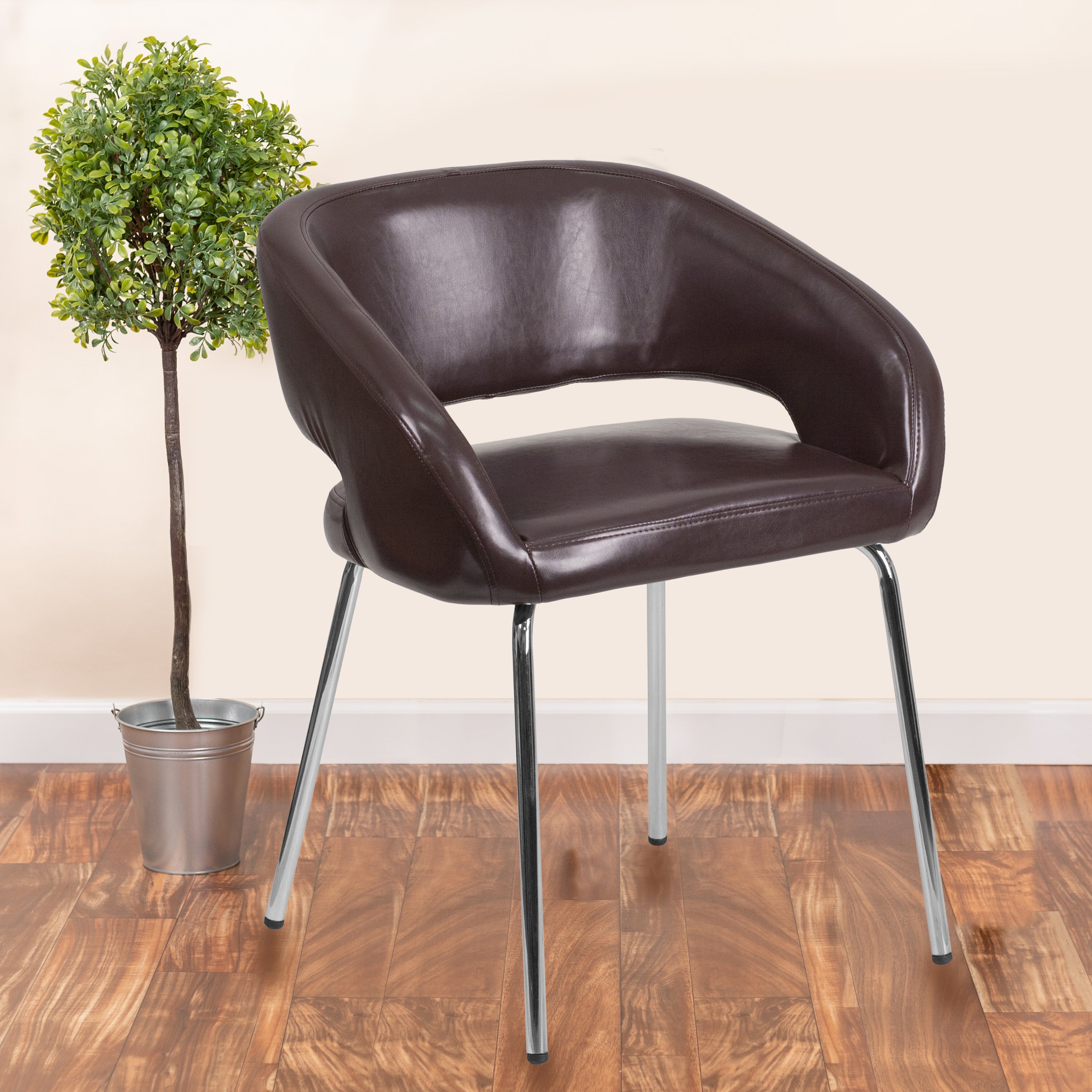Fusion Series Contemporary LeatherSoft Side Reception Chair with Chrome Legs