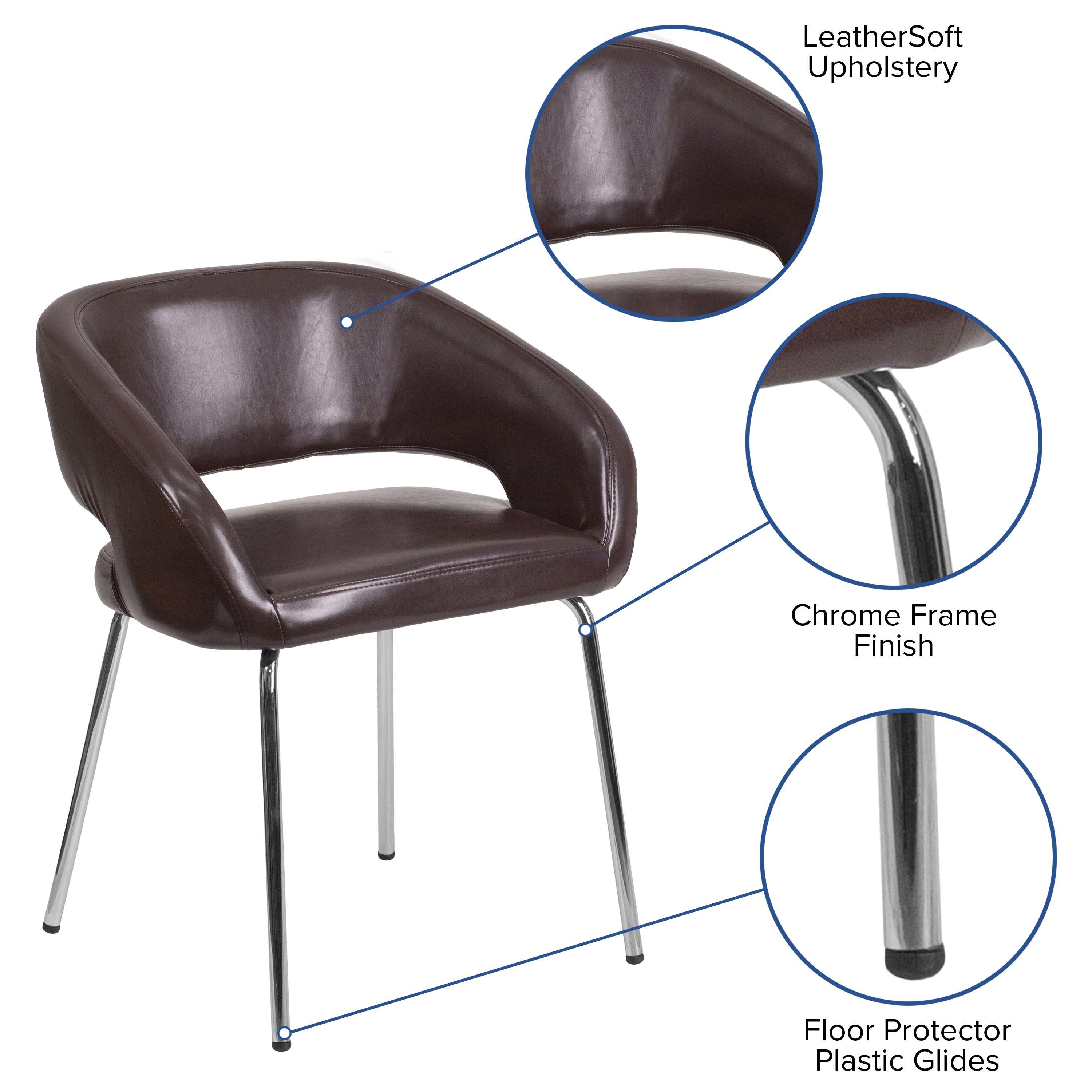 Fusion Series Contemporary LeatherSoft Side Reception Chair with Chrome Legs