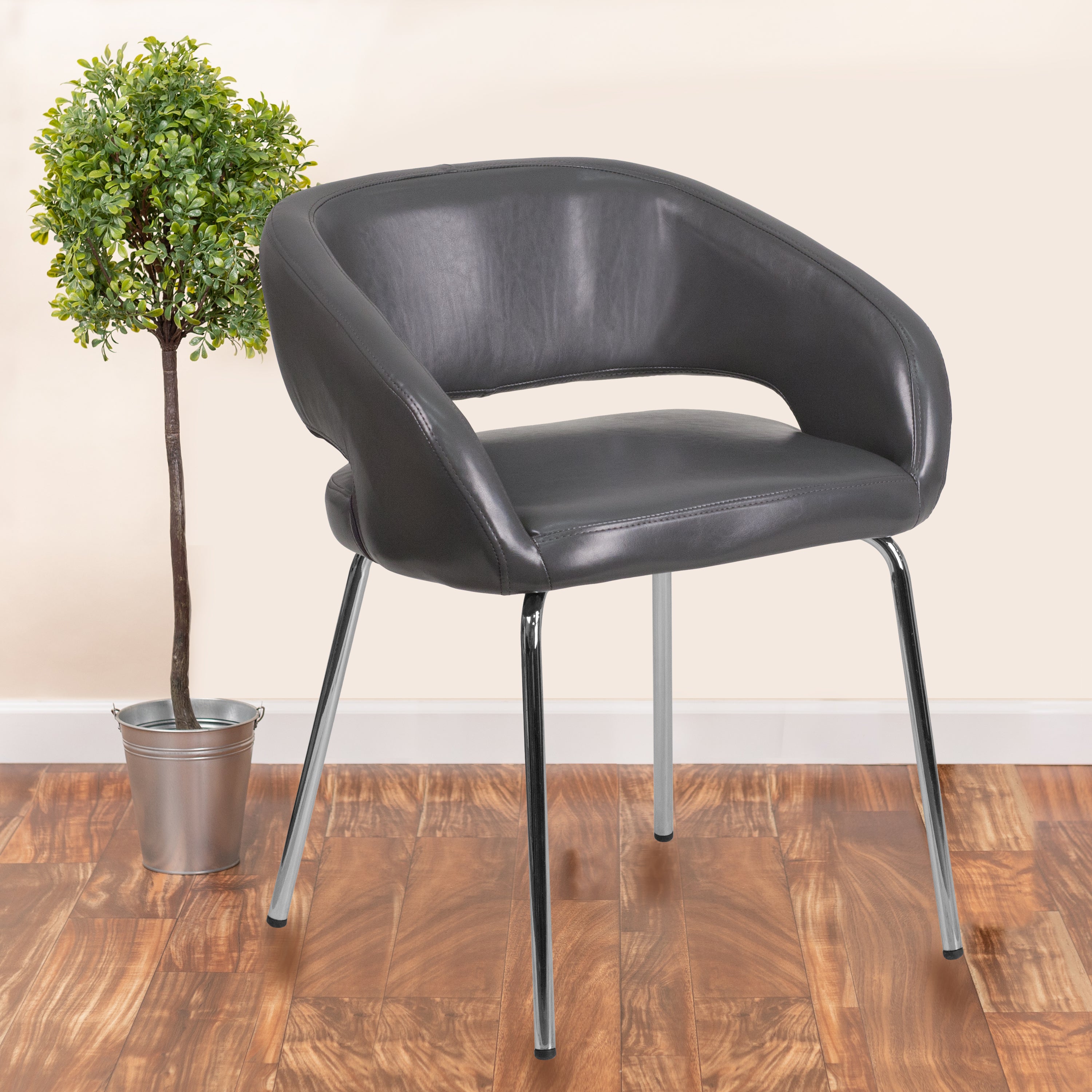 Fusion Series Contemporary LeatherSoft Side Reception Chair with Chrome Legs