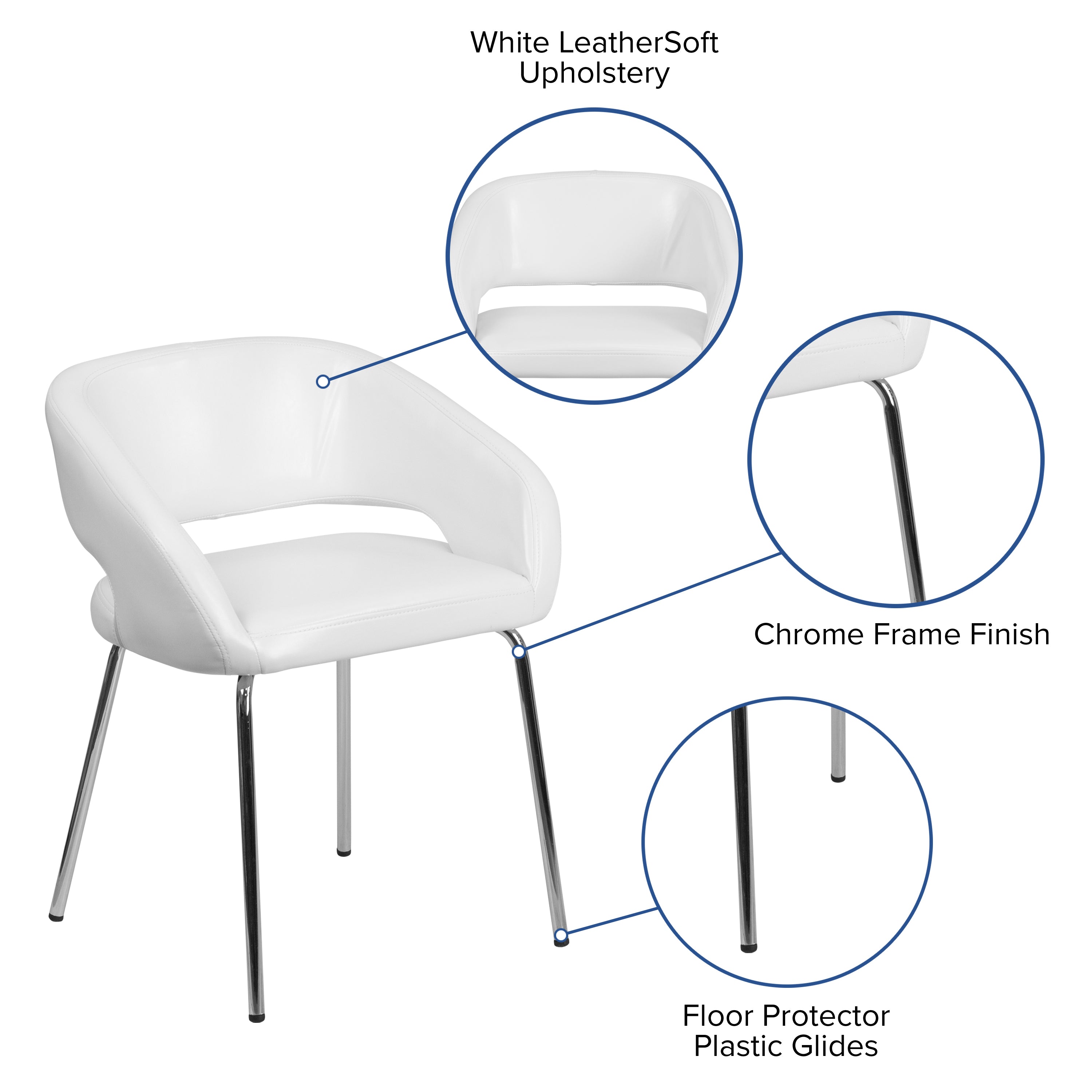 Fusion Series Contemporary LeatherSoft Side Reception Chair with Chrome Legs