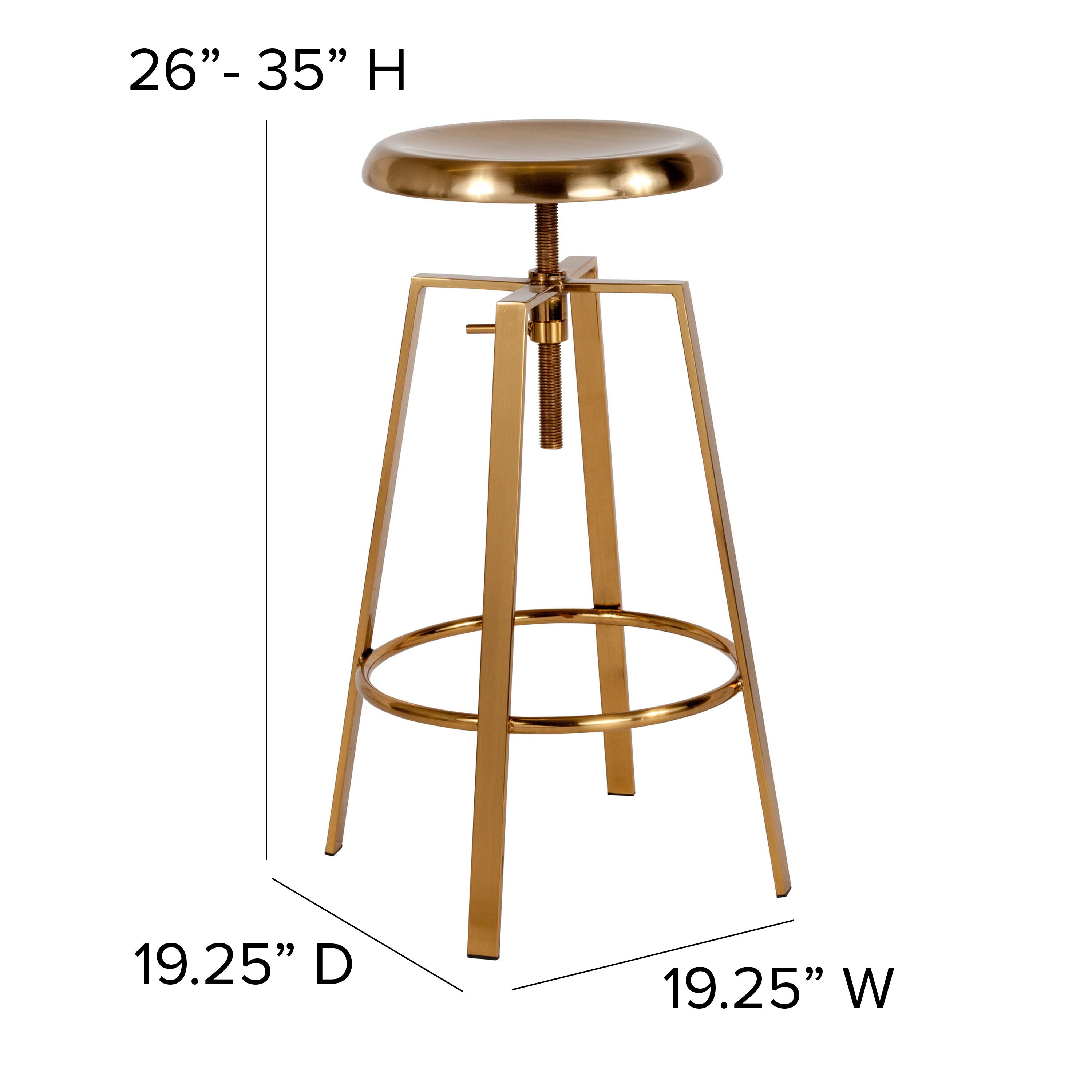 Toledo Industrial Style Barstool with Swivel Lift Adjustable Height Seat