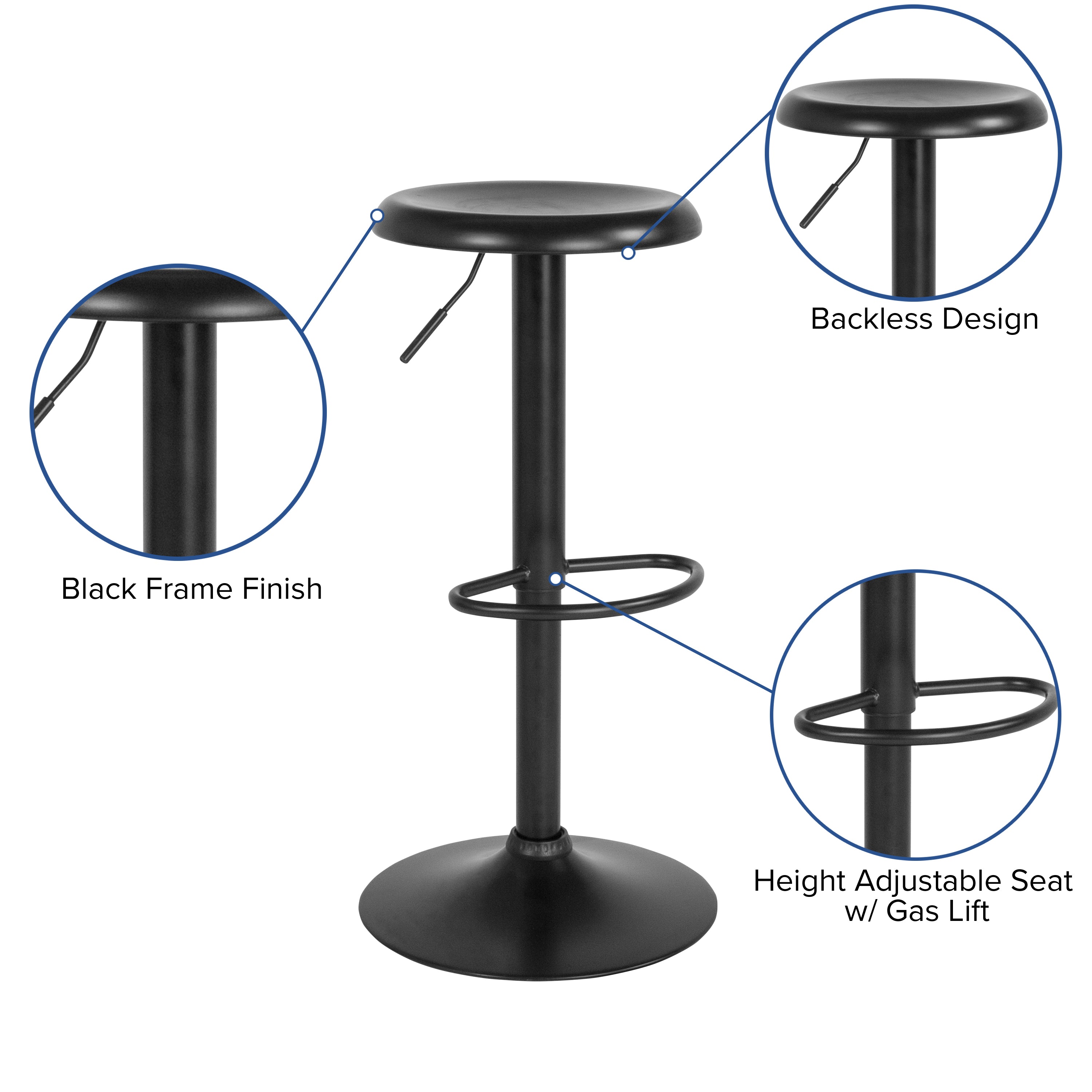 Madrid Series Adjustable Height Retro Barstool