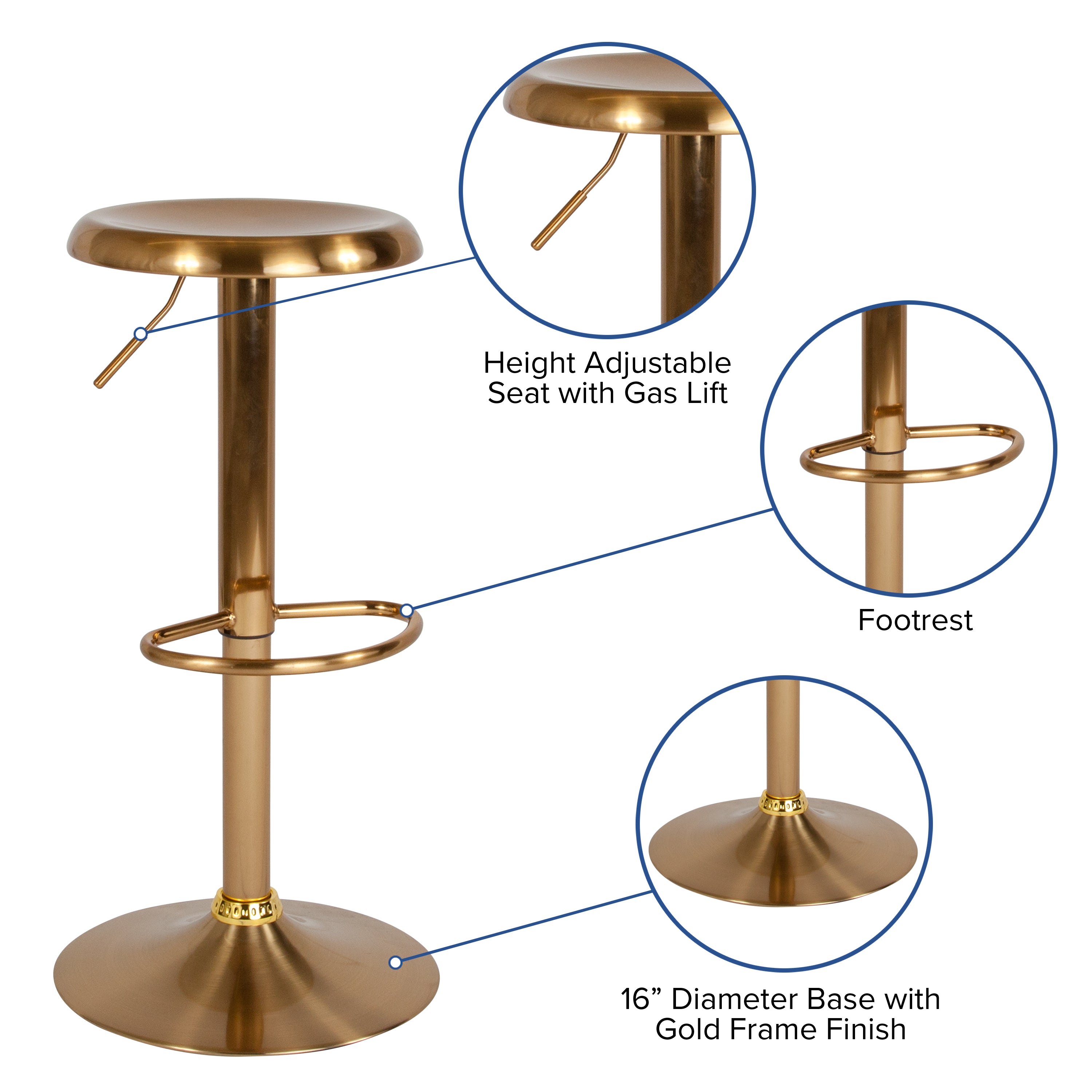 Madrid Series Adjustable Height Retro Barstool