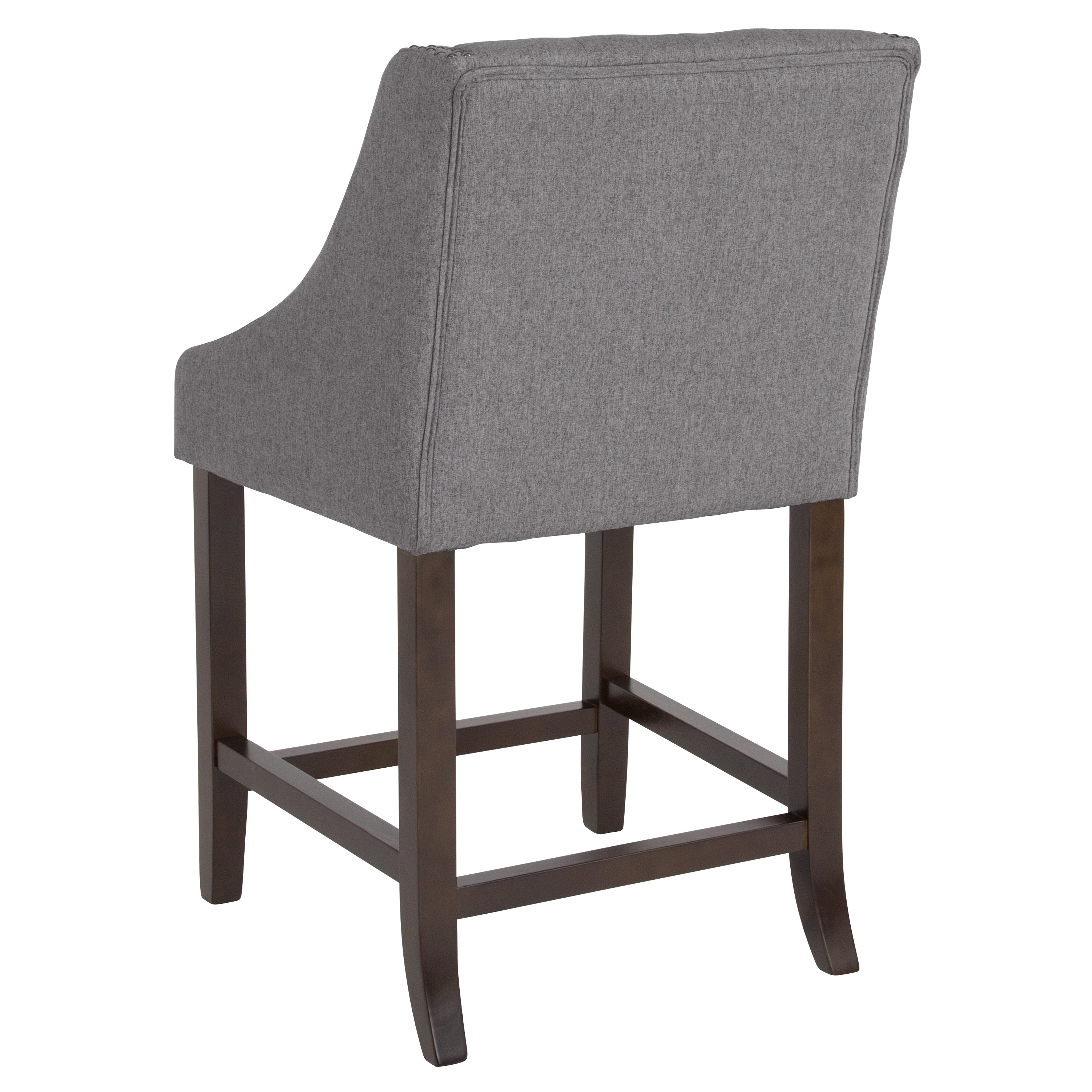 Carmel Series 24" High Transitional Tufted Walnut Counter Height Stool with Accent Nail Trim-Counter Stool-Flash Furniture-Wall2Wall Furnishings