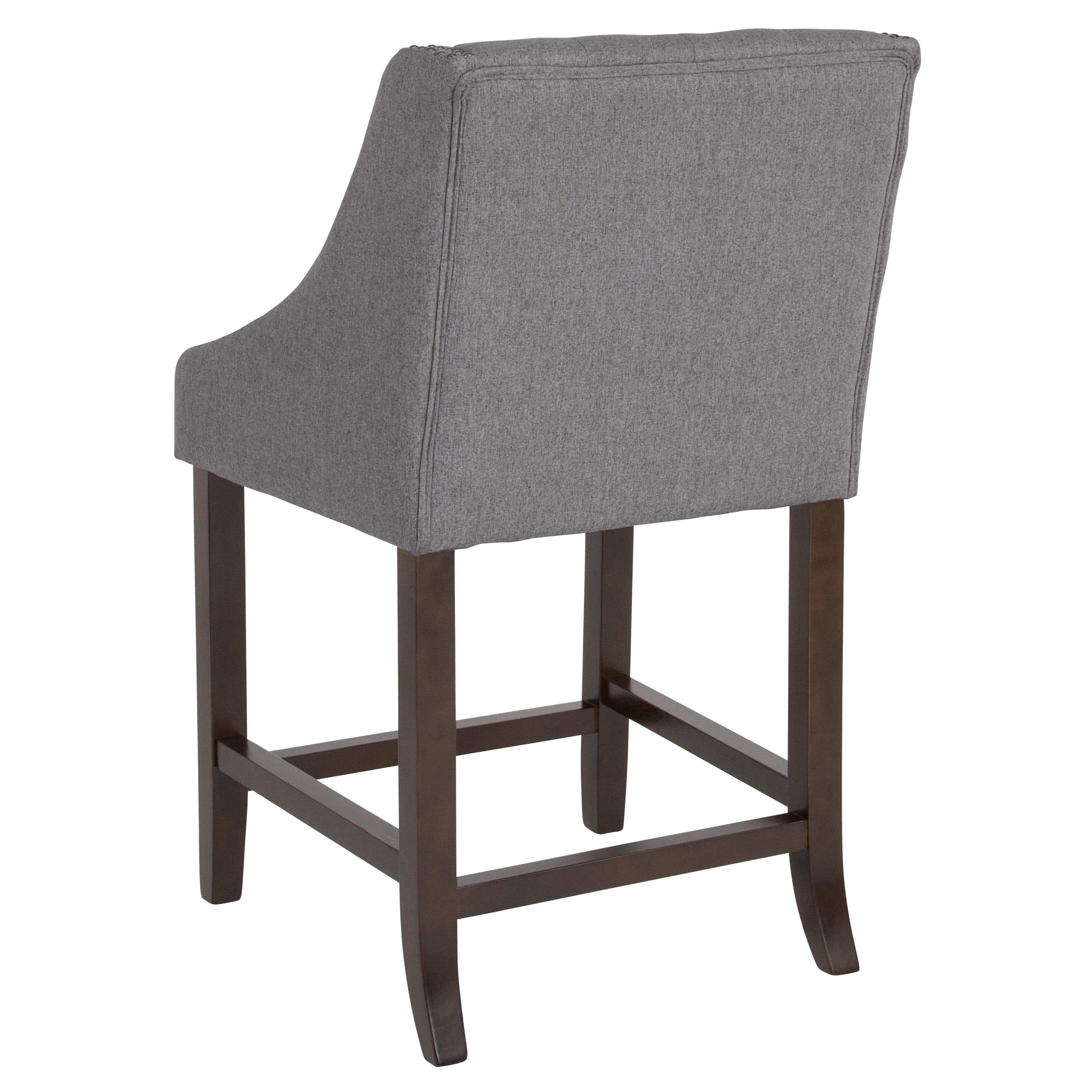 Carmel Series 24" High Transitional Tufted Walnut Counter Height Stool with Accent Nail Trim