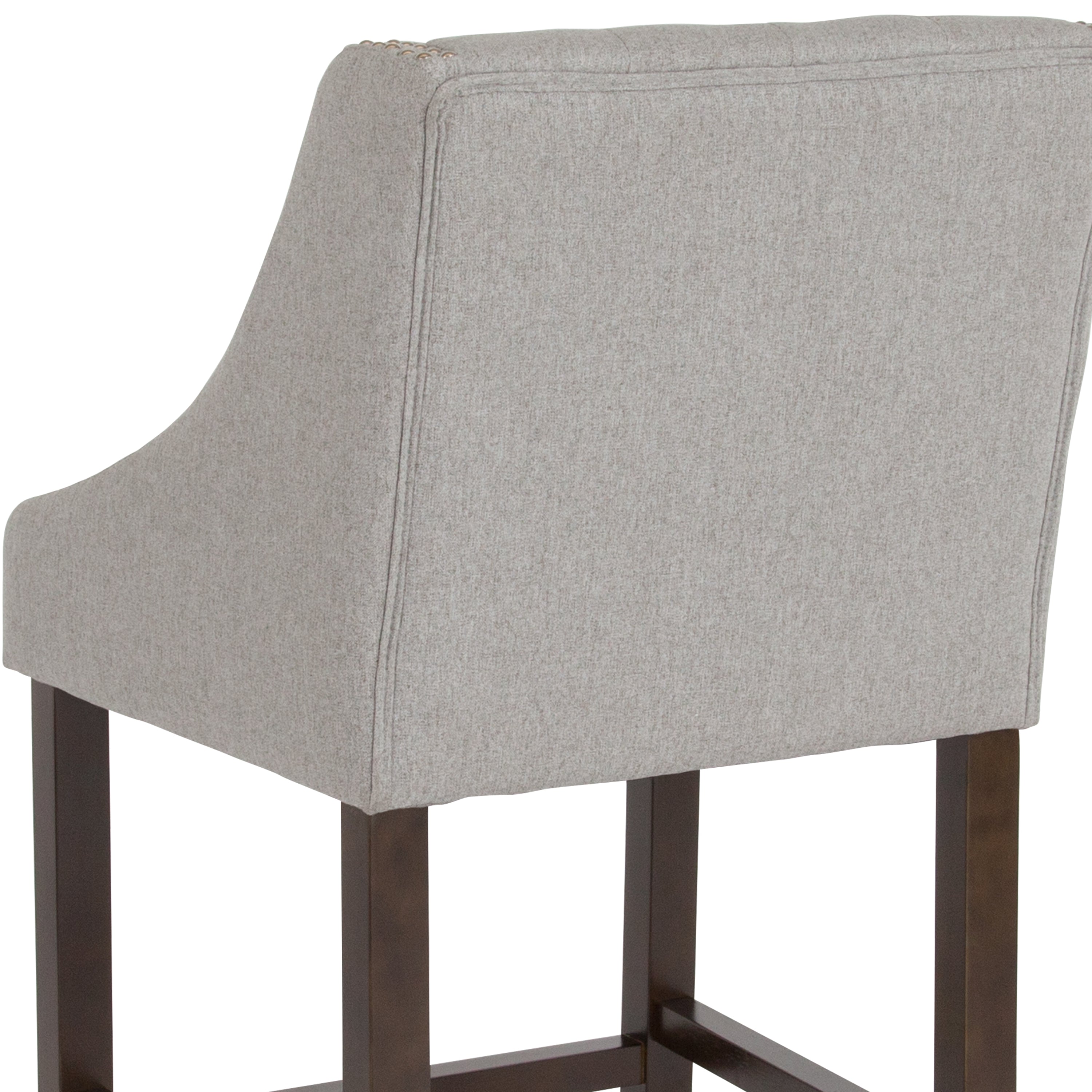 Carmel Series 24" High Transitional Tufted Walnut Counter Height Stool with Accent Nail Trim-Counter Stool-Flash Furniture-Wall2Wall Furnishings