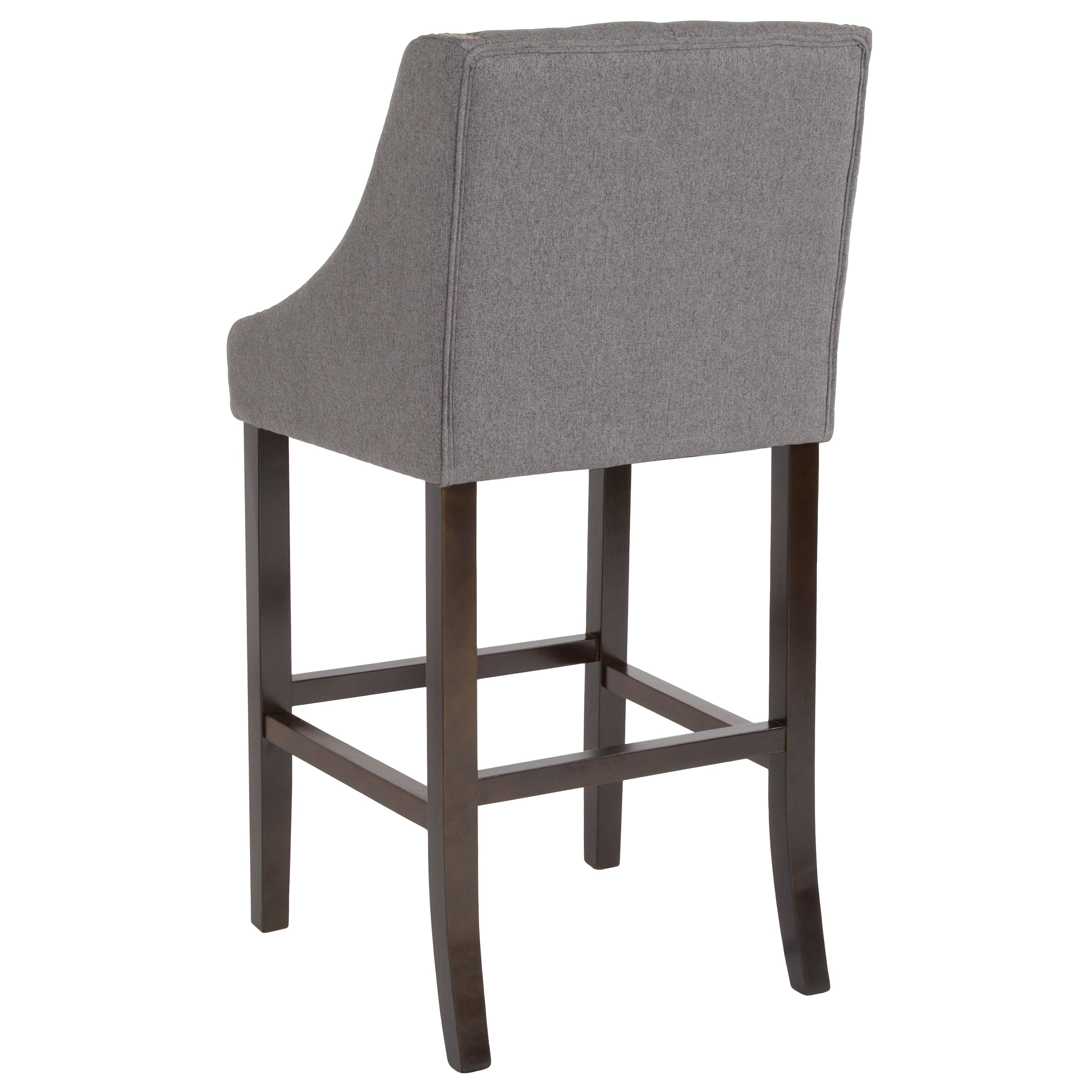 Carmel Series 30" High Transitional Tufted Walnut Barstool with Accent Nail Trim