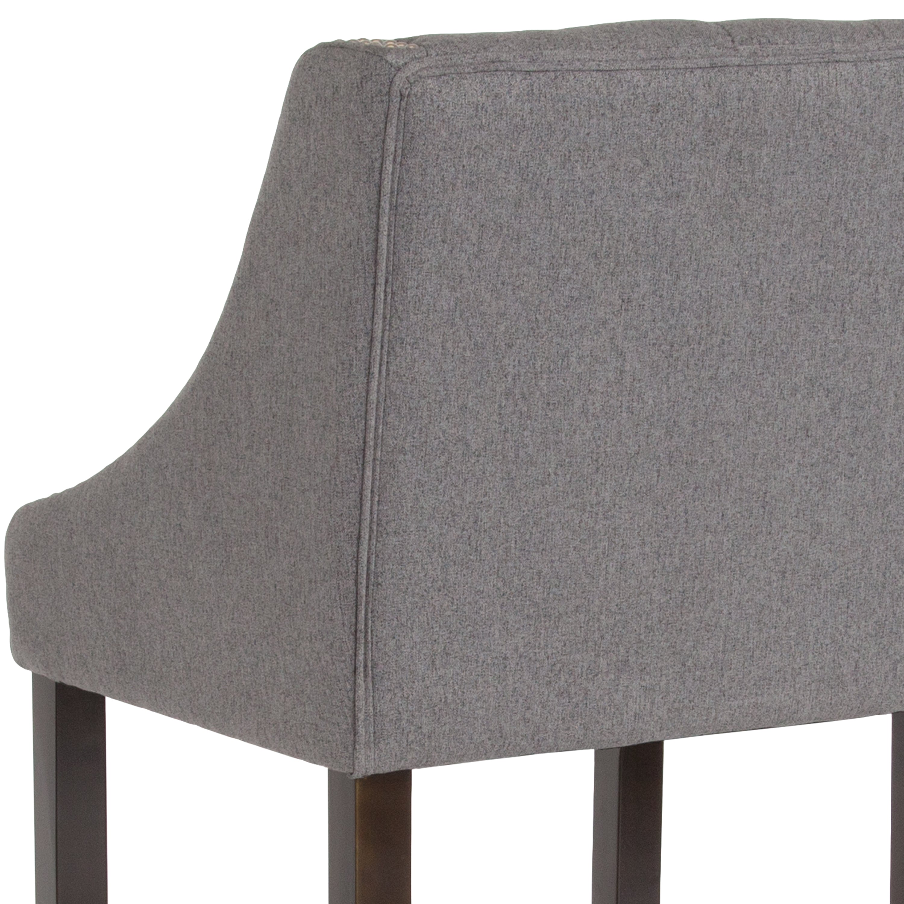 Carmel Series 30" High Transitional Tufted Walnut Barstool with Accent Nail Trim