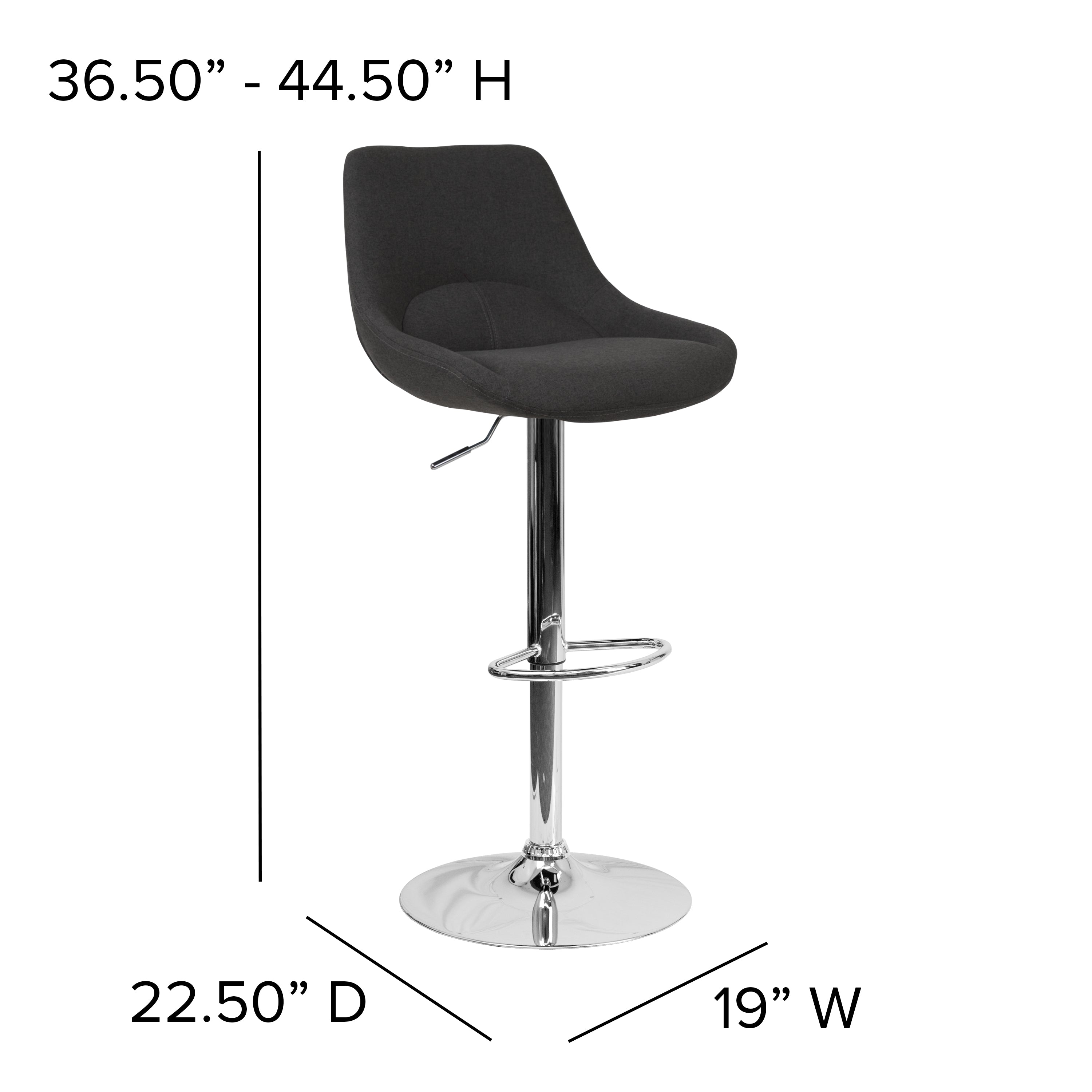 Contemporary Adjustable Height Gas Lift Swivel Bar Stool with Support Pillow - Kitchen Dining Stool-Bar Stool-Flash Furniture-Wall2Wall Furnishings