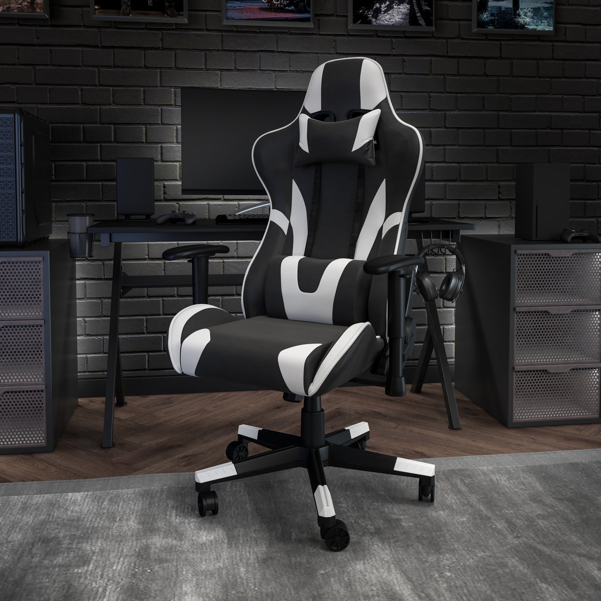 X20 Gaming Chair Racing Office Ergonomic Computer PC Adjustable Swivel Chair with Fully Reclining Back in LeatherSoft