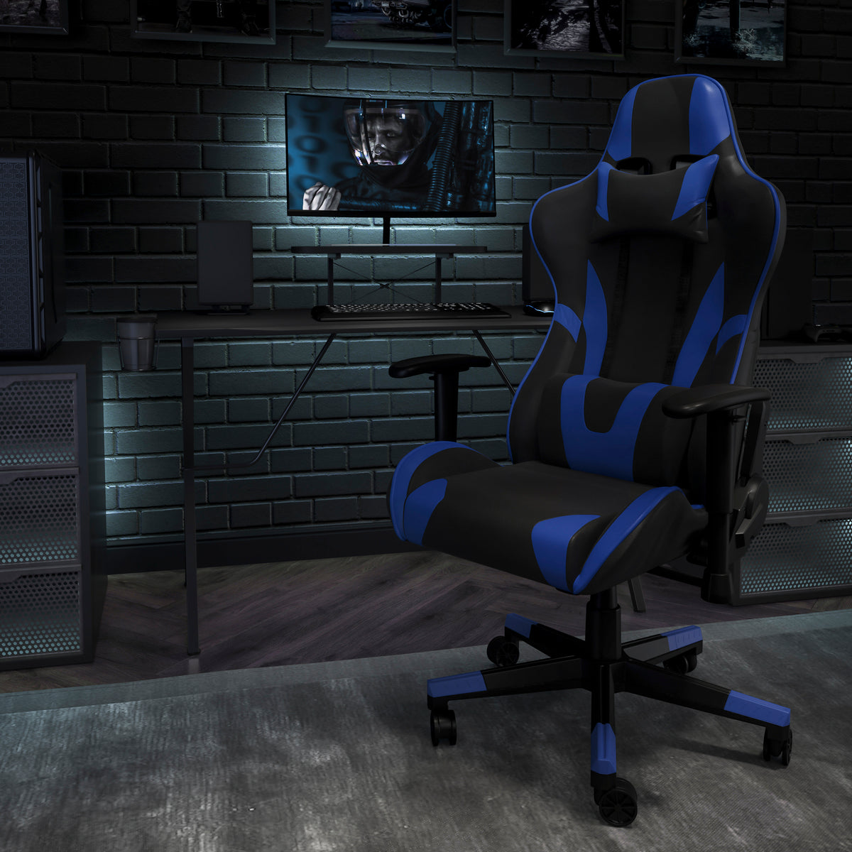 X20 Gaming Chair Racing Office Ergonomic Computer PC Adjustable Swivel Chair with Fully Reclining Back in LeatherSoft