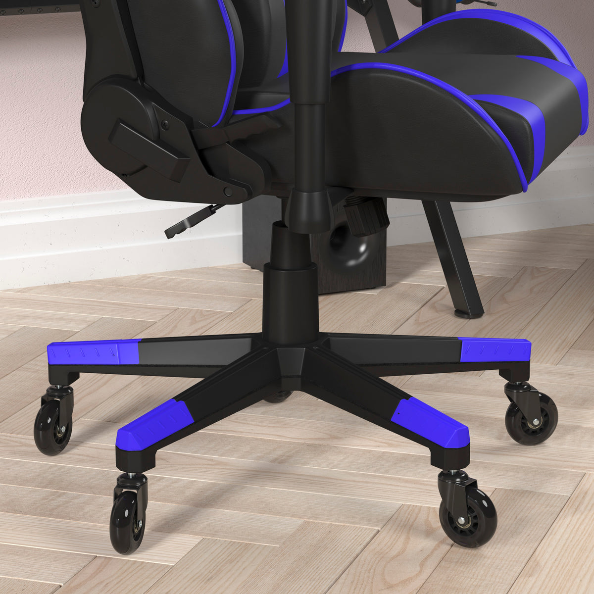 X20 Gaming Chair Racing Office Computer PC Adjustable Chair with Reclining Back and Transparent Roller Wheels