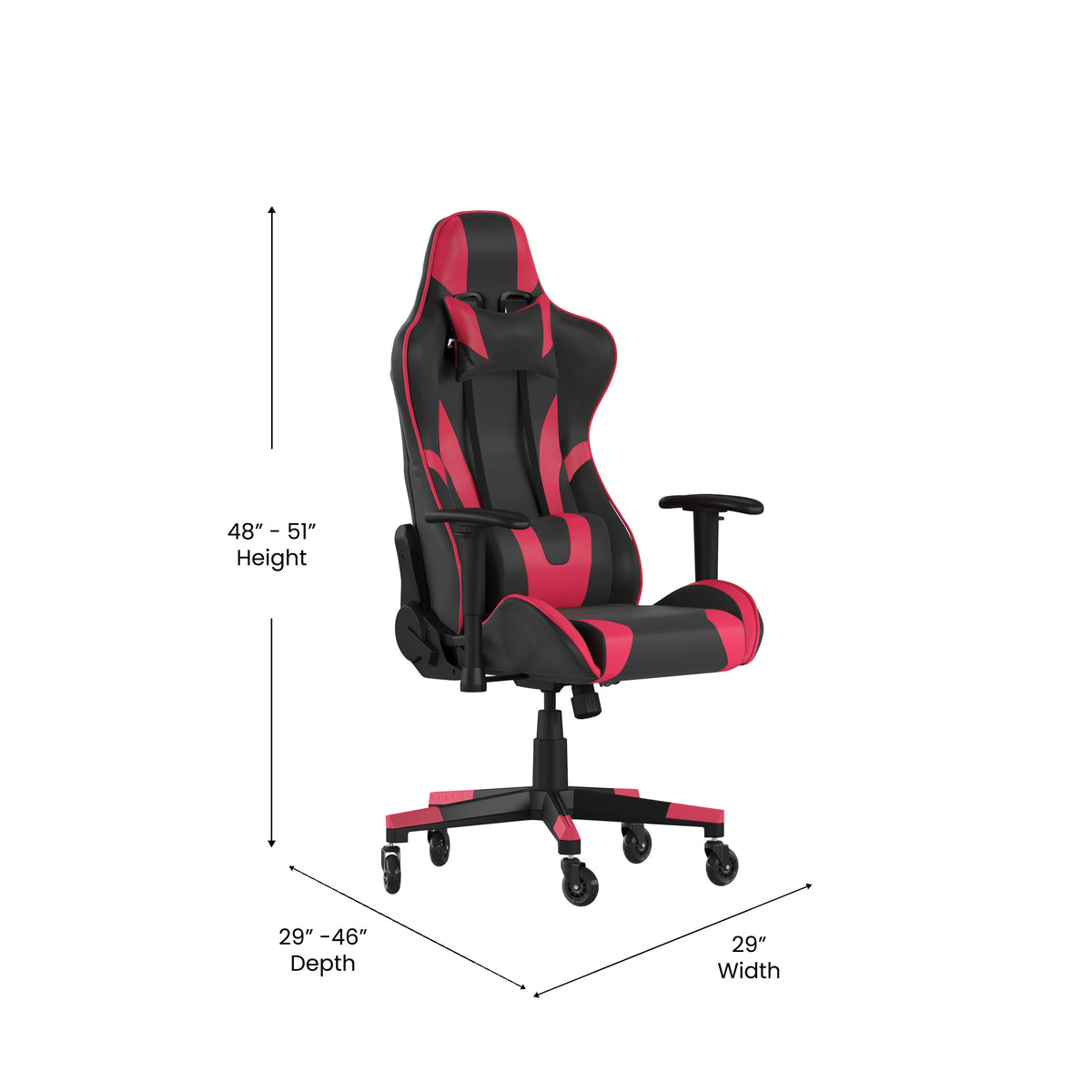 X20 Gaming Chair Racing Office Computer PC Adjustable Chair with Reclining Back and Transparent Roller Wheels