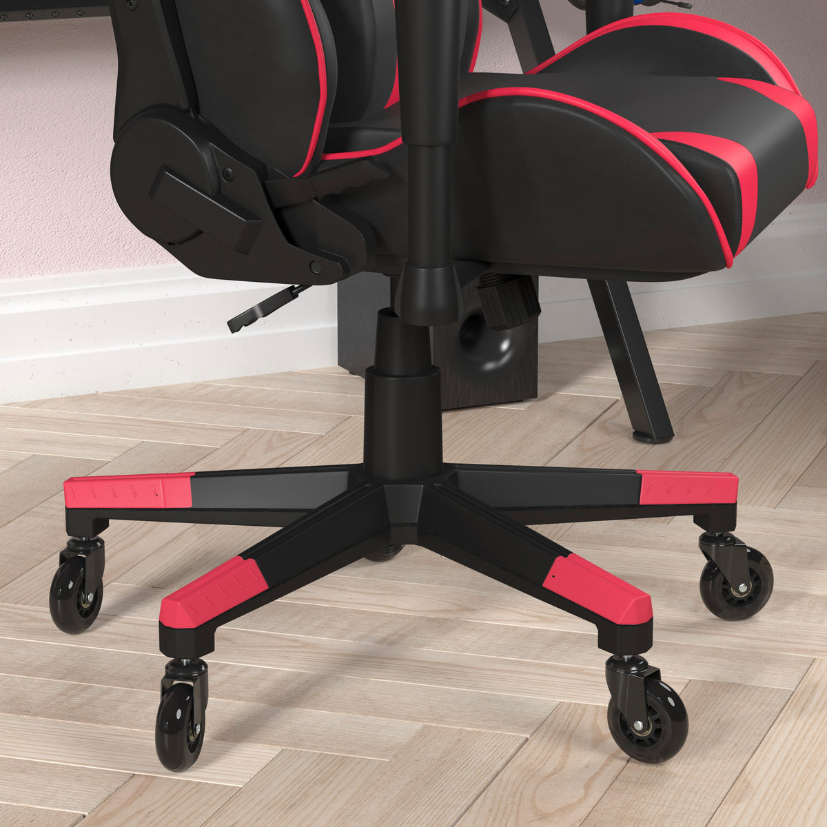 X20 Gaming Chair Racing Office Computer PC Adjustable Chair with Reclining Back and Transparent Roller Wheels