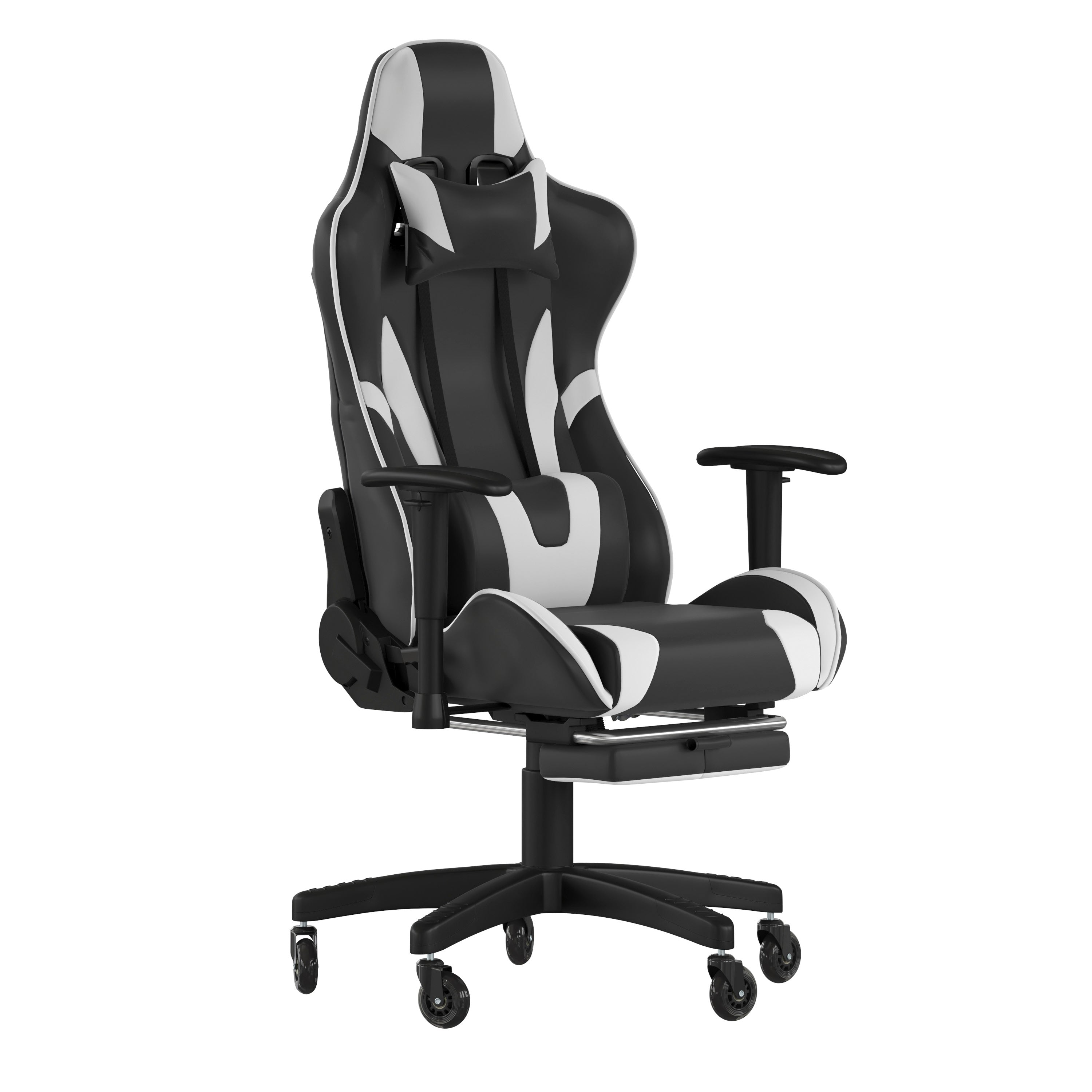 X30 Gaming Chair Racing Computer Chair with Reclining Back, Slide-Out Footrest, and Transparent Roller Wheels-Racing Chair-Flash Furniture-Wall2Wall Furnishings