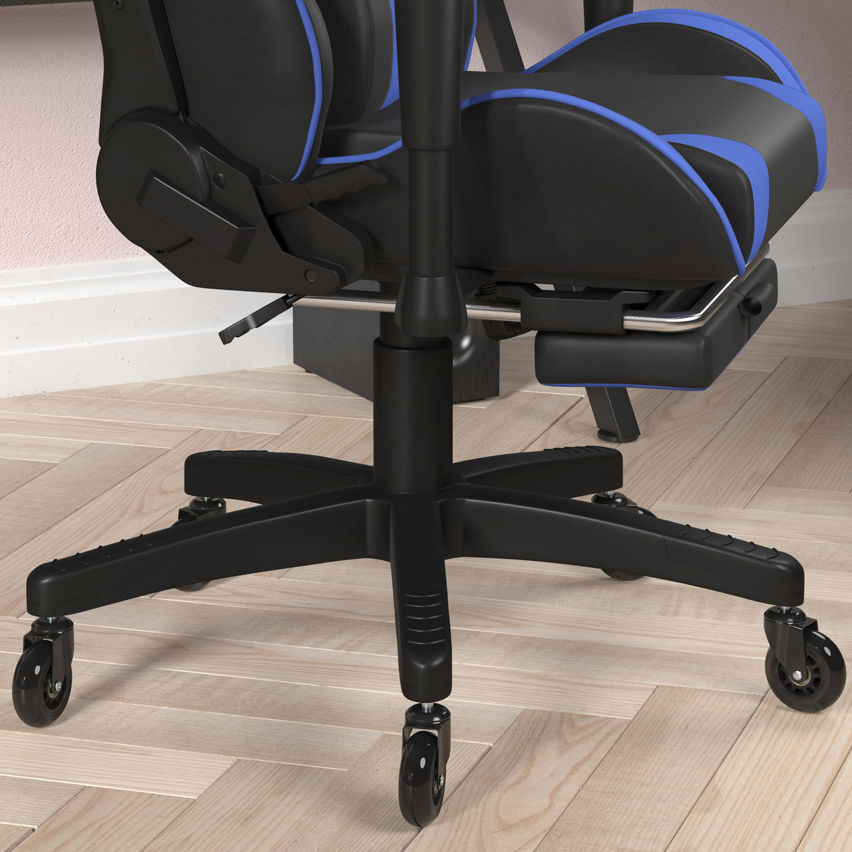 X30 Gaming Chair Racing Computer Chair with Reclining Back, Slide-Out Footrest, and Transparent Roller Wheels