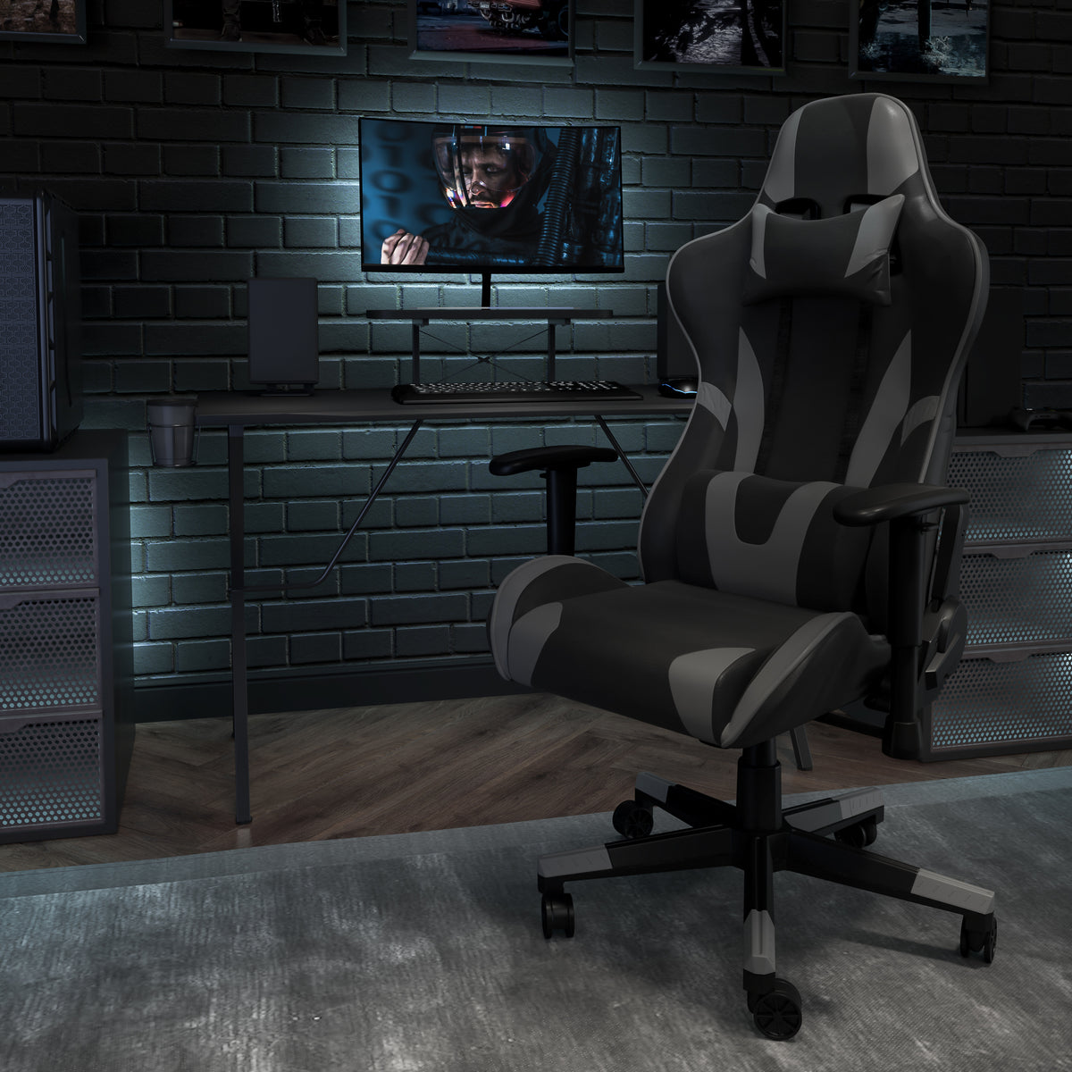 X30 Gaming Chair Racing Office Ergonomic Computer Chair with Fully Reclining Back and Slide-Out Footrest in LeatherSoft
