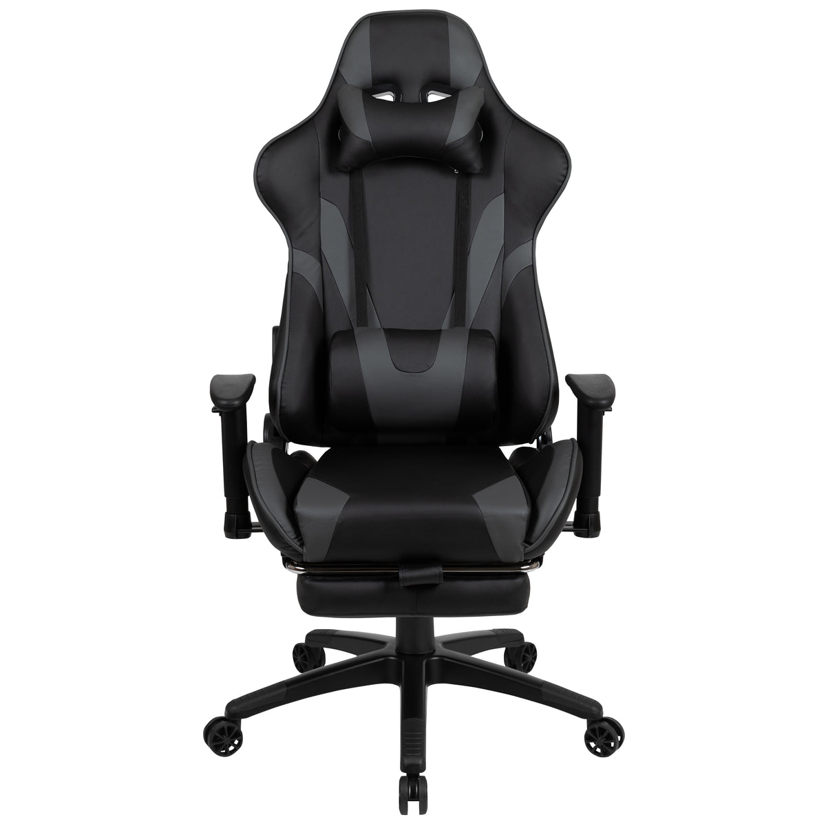 X30 Gaming Chair Racing Office Ergonomic Computer Chair with Fully Reclining Back and Slide-Out Footrest in LeatherSoft