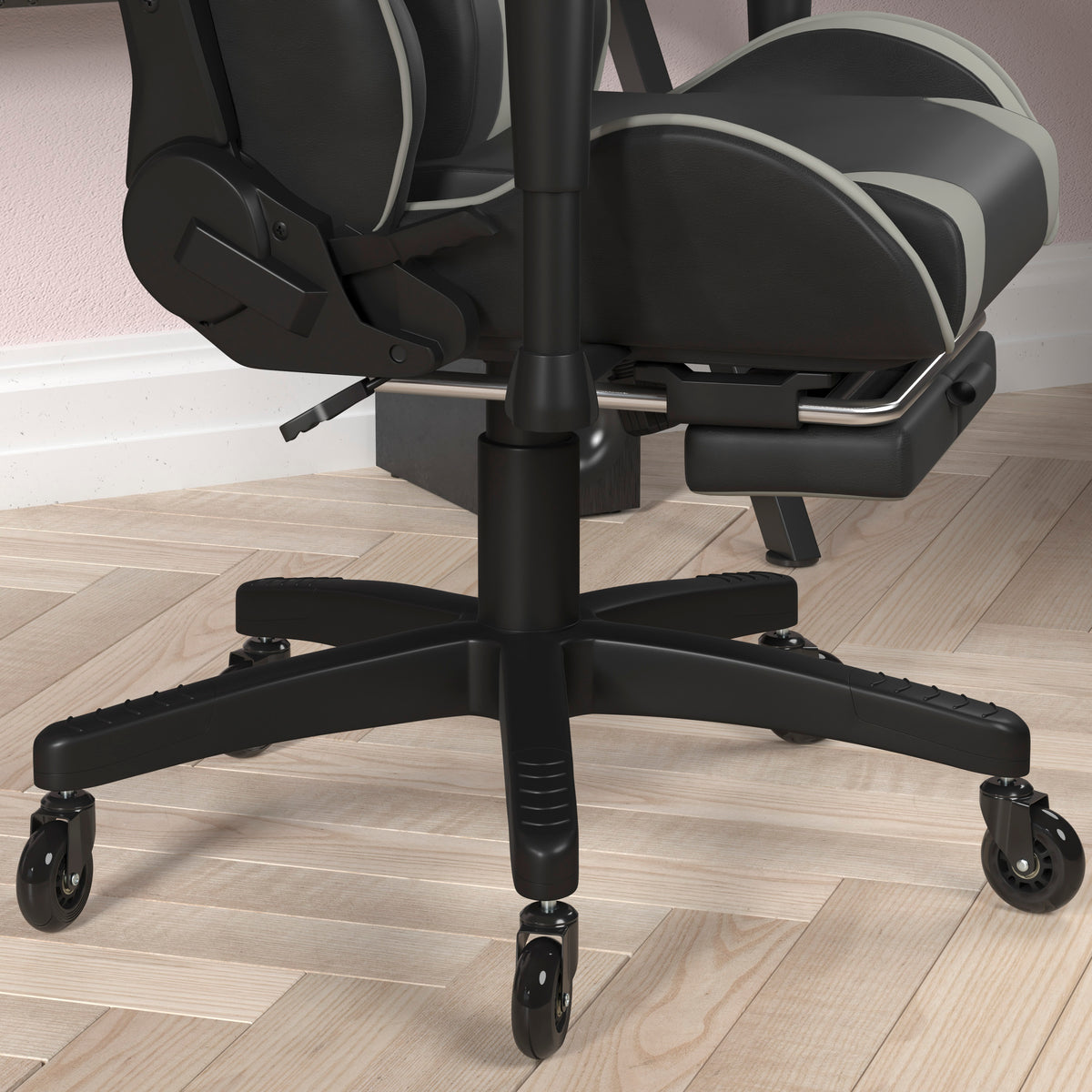 X30 Gaming Chair Racing Computer Chair with Reclining Back, Slide-Out Footrest, and Transparent Roller Wheels