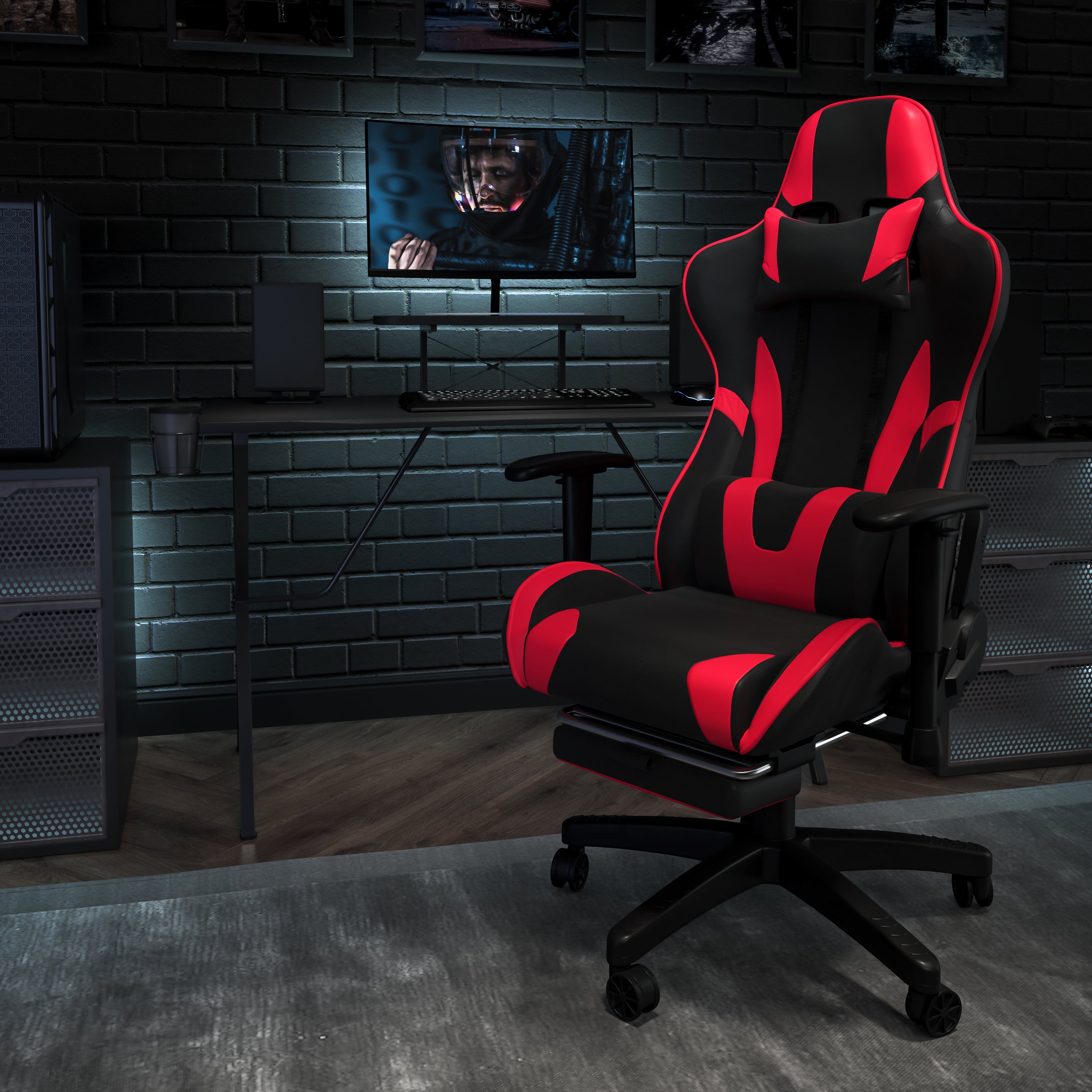 X30 Gaming Chair Racing Office Ergonomic Computer Chair with Fully Reclining Back and Slide-Out Footrest in LeatherSoft-Gaming Chair-Flash Furniture-Wall2Wall Furnishings