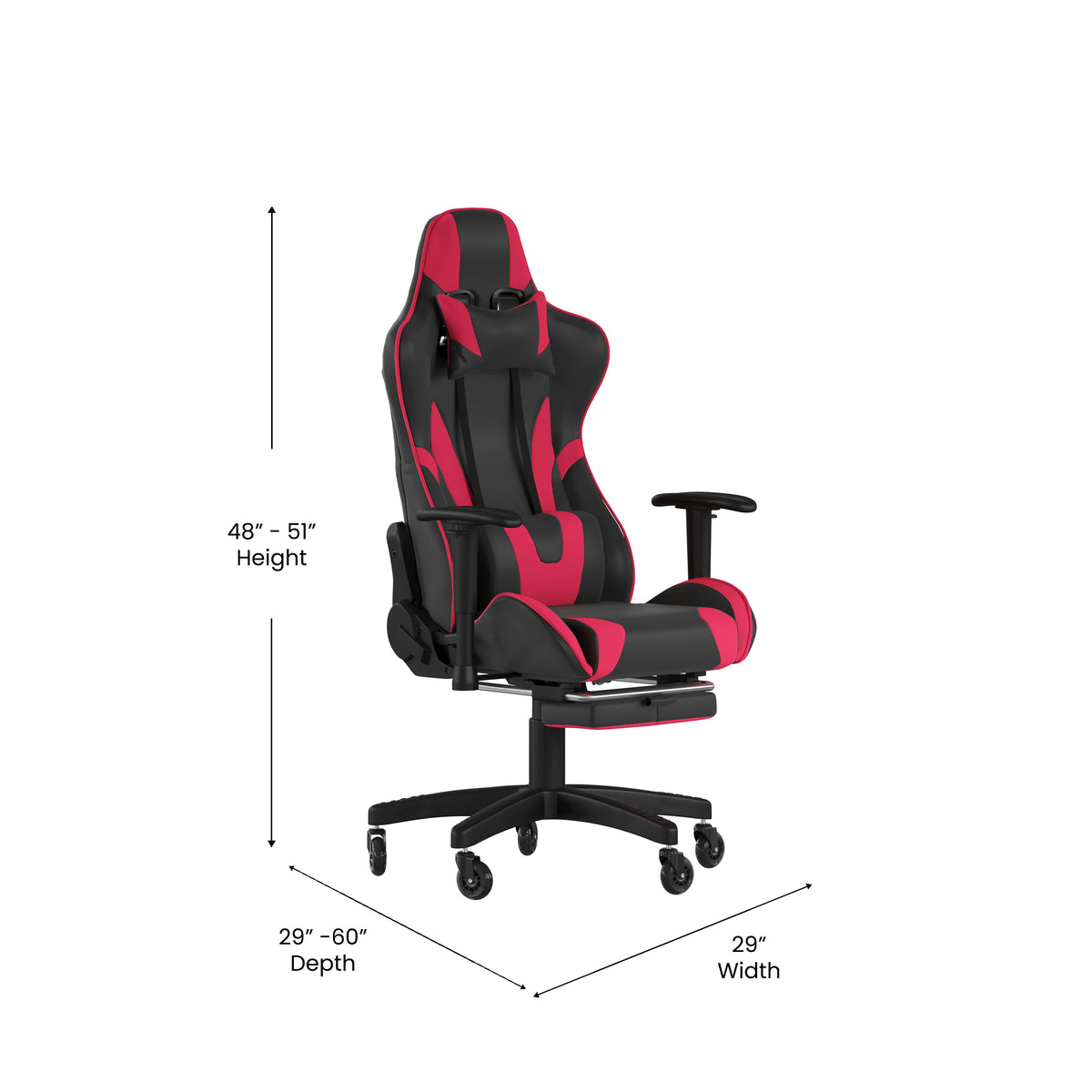 X30 Gaming Chair Racing Computer Chair with Reclining Back, Slide-Out Footrest, and Transparent Roller Wheels