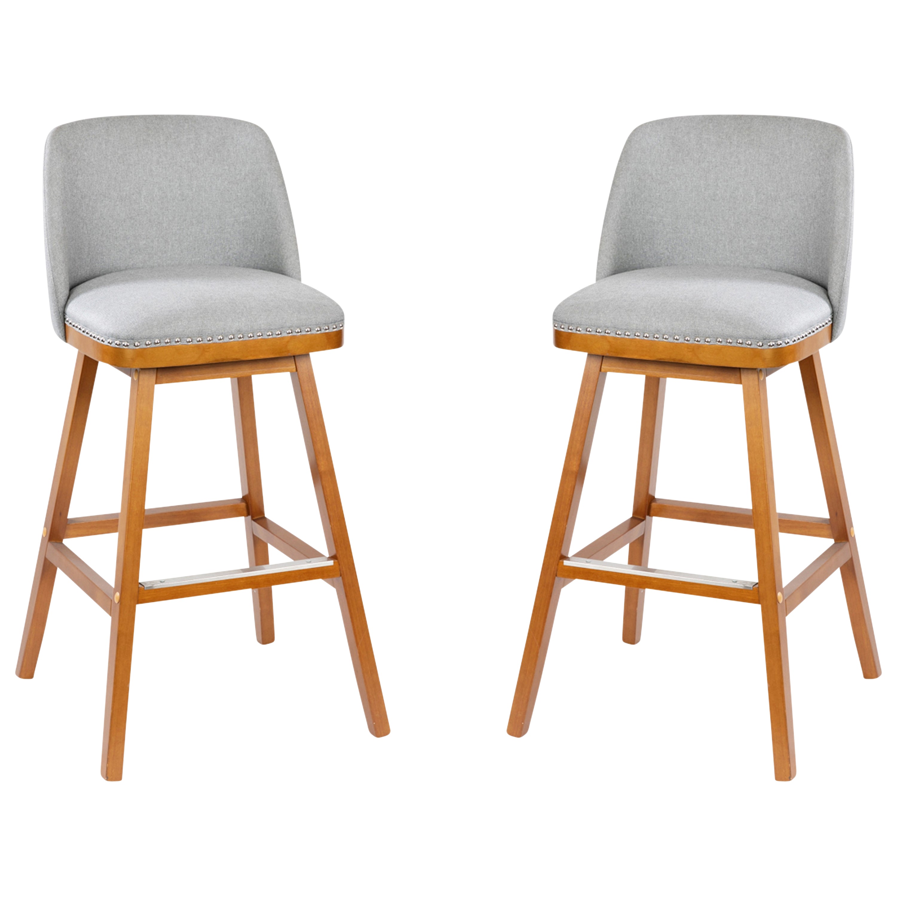 Julia Set of 2 Transitional Upholstered Barstools with Nailhead Trim and Solid Wood Frames-Barstool-Flash Furniture-Wall2Wall Furnishings