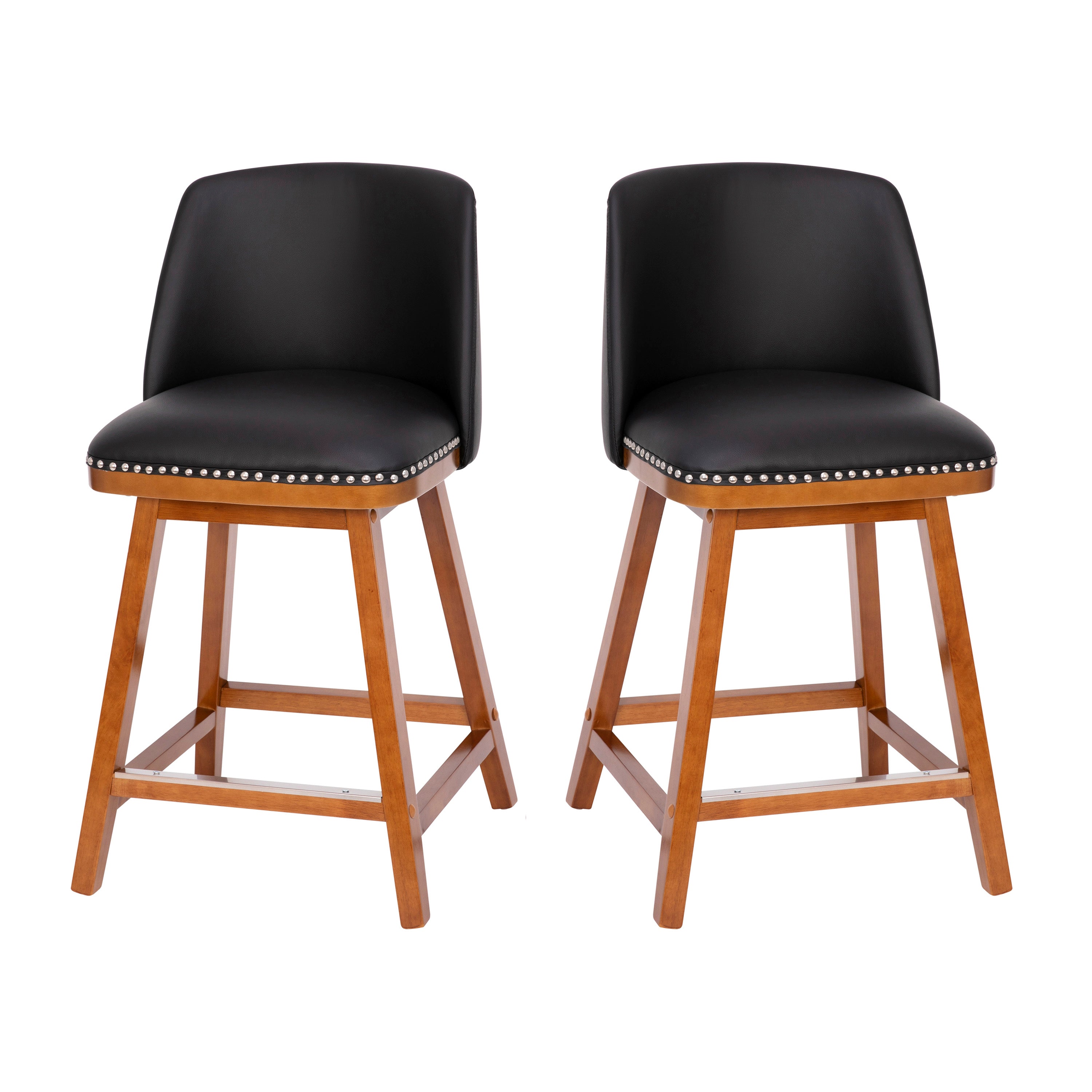 Julia Set of 2 Transitional Upholstered Counter Stools with Nailhead Trim and Solid Wood Frames-Counter Stool-Flash Furniture-Wall2Wall Furnishings
