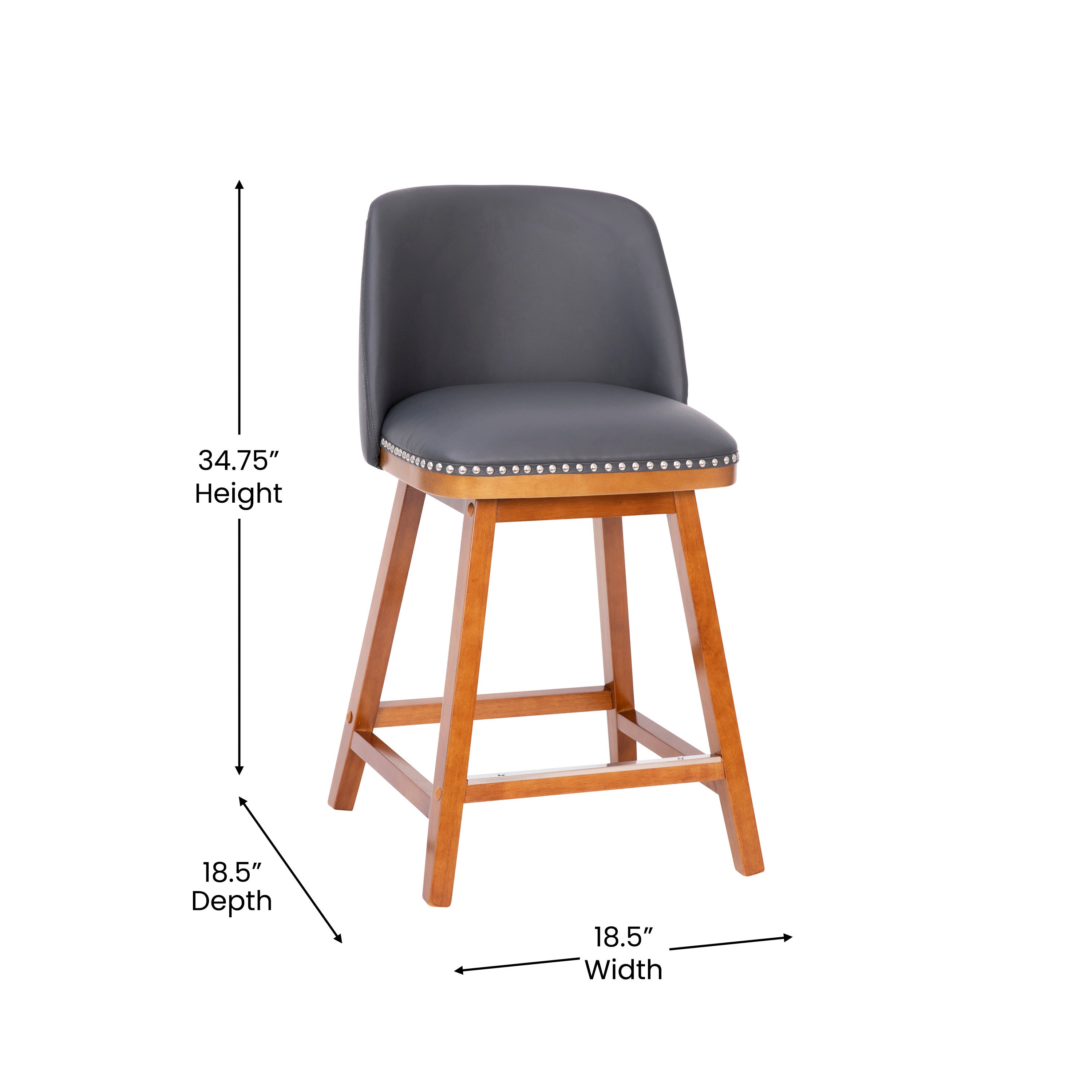 Julia Set of 2 Transitional Upholstered Counter Stools with Nailhead Trim and Solid Wood Frames