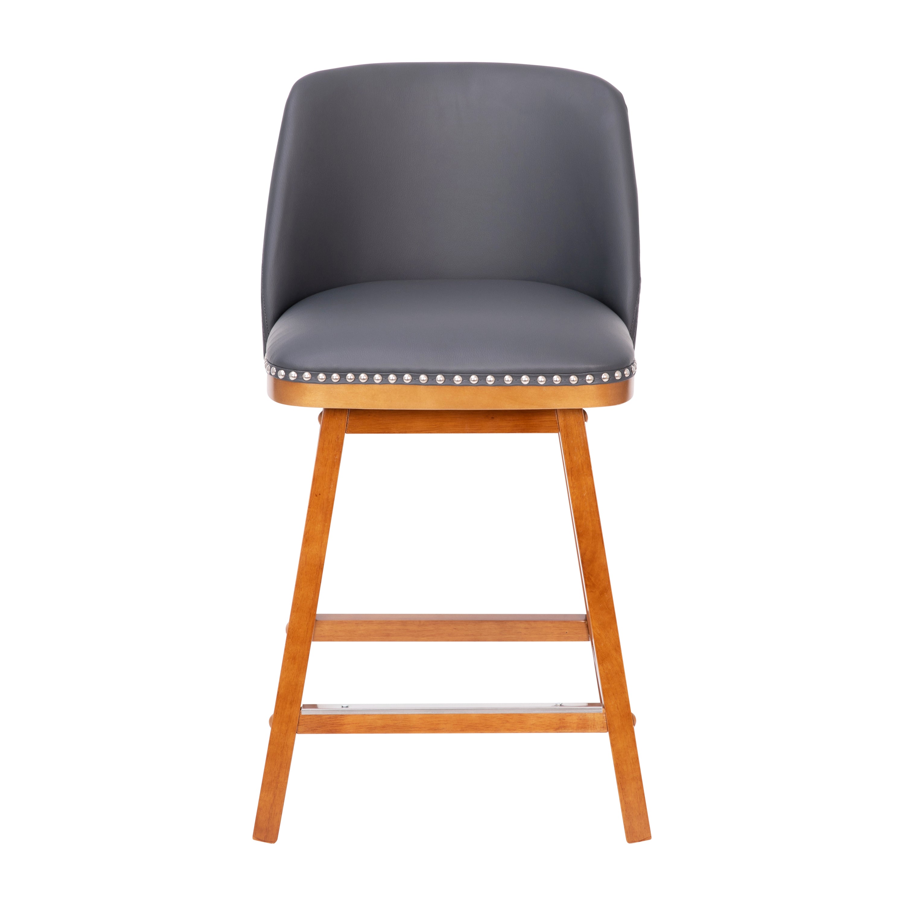 Julia Set of 2 Transitional Upholstered Counter Stools with Nailhead Trim and Solid Wood Frames