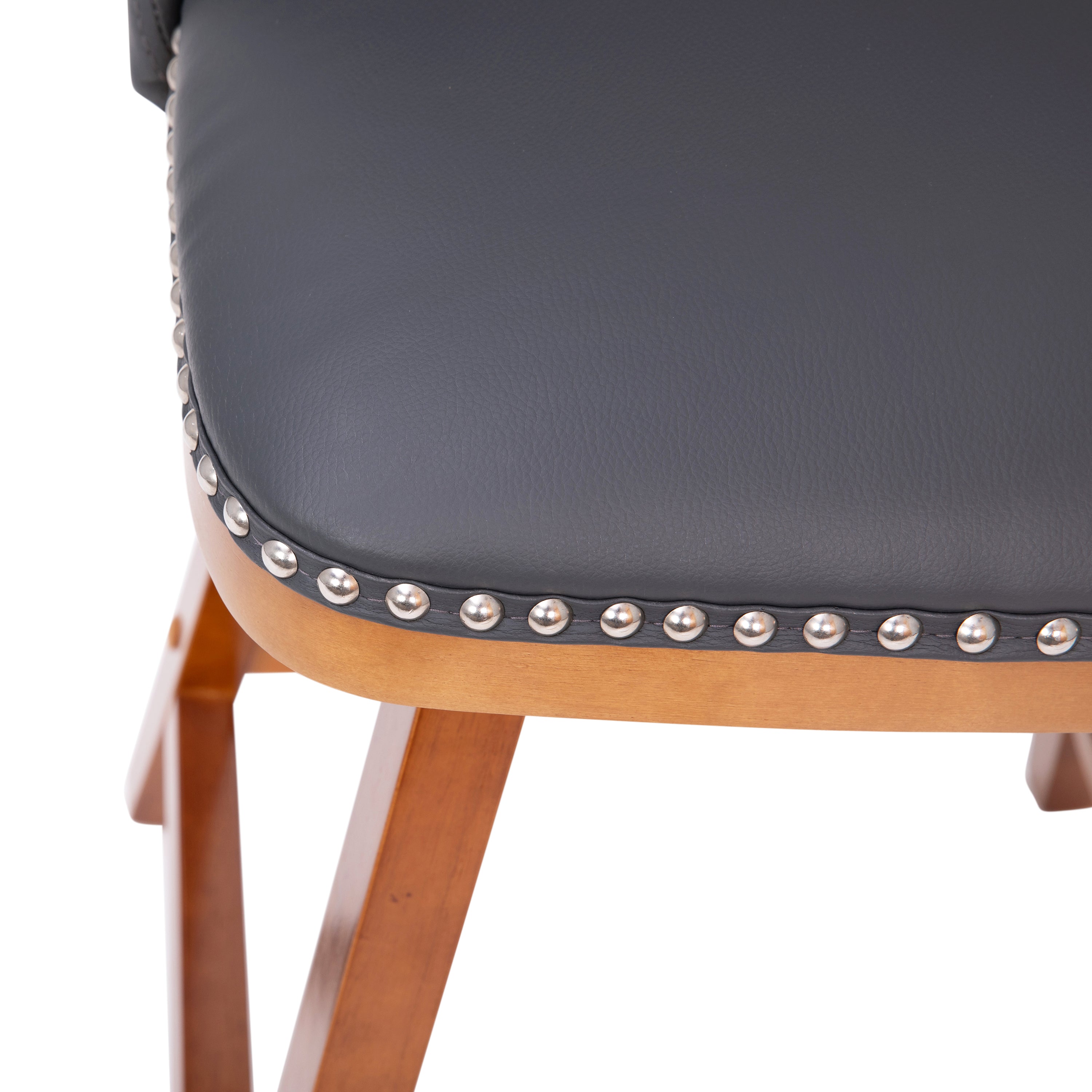Julia Set of 2 Transitional Upholstered Counter Stools with Nailhead Trim and Solid Wood Frames