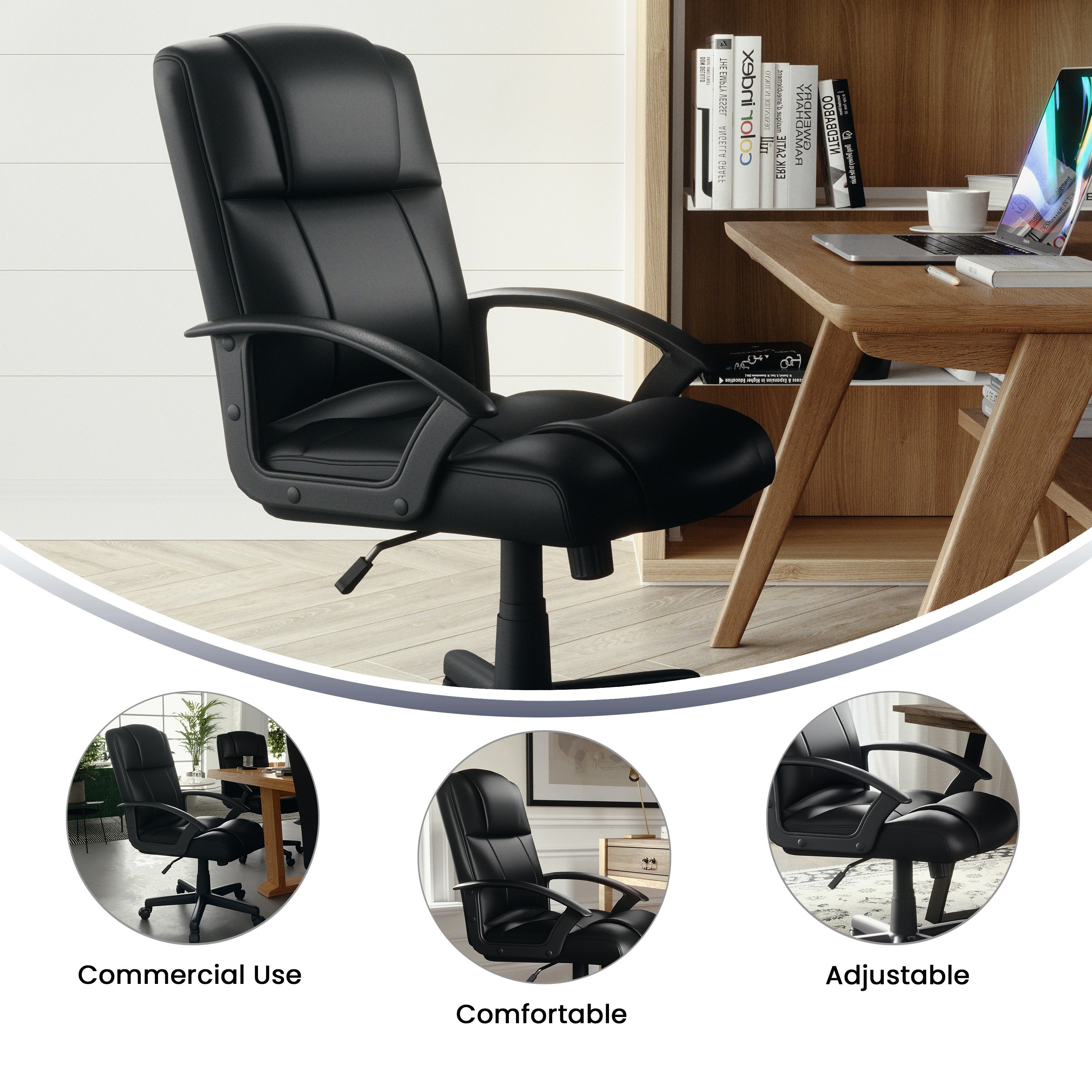 Flash Fundamentals Mid-Back Padded Task Office Chair with Arms